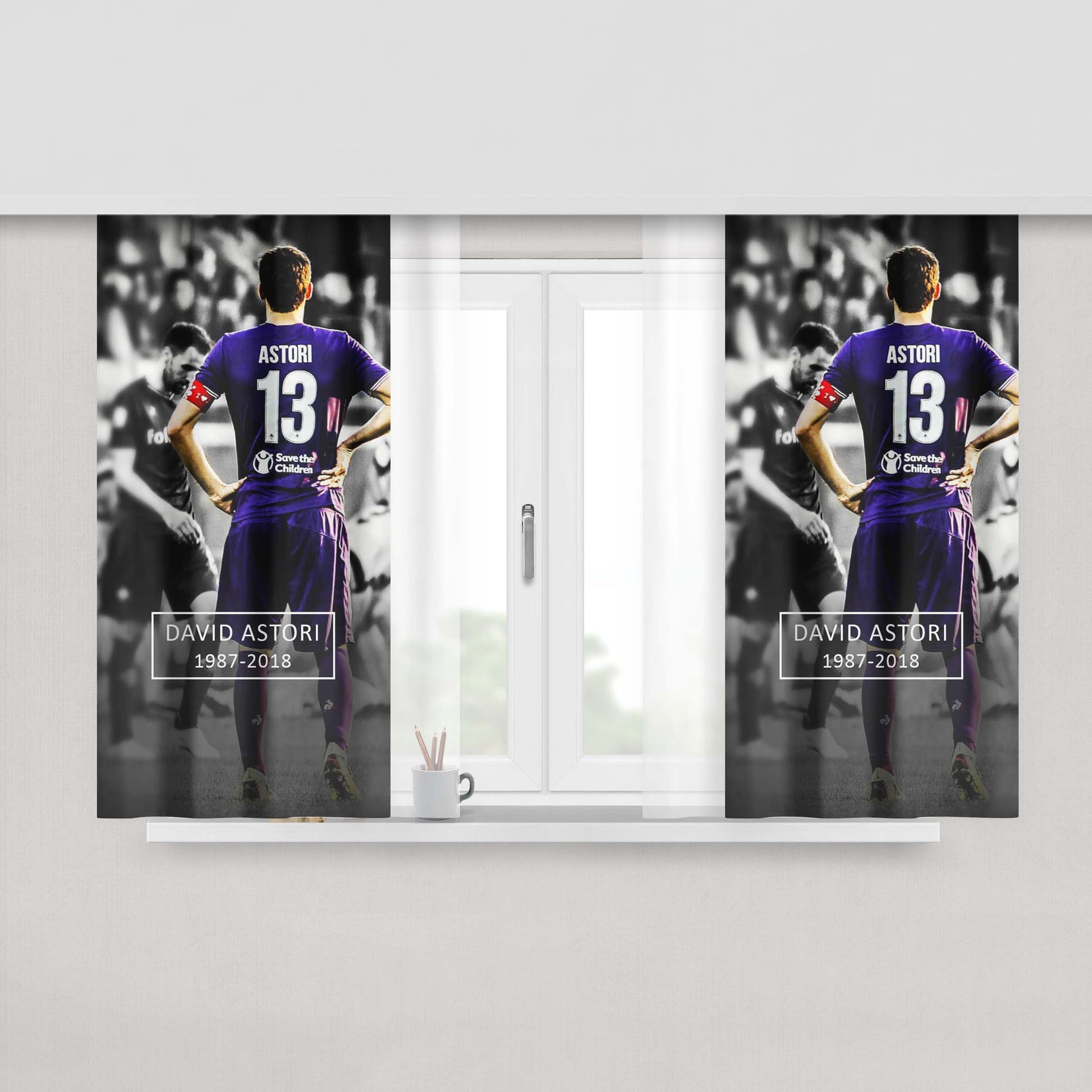Acf Fiorentina Davide Astori Artwork Fabric Window Curtains
