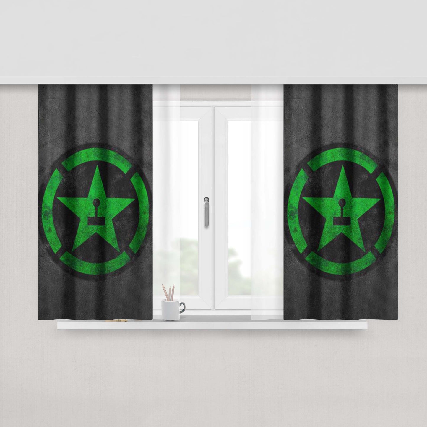 Achievement Hunter Logo Crystal Fabric Window Curtains