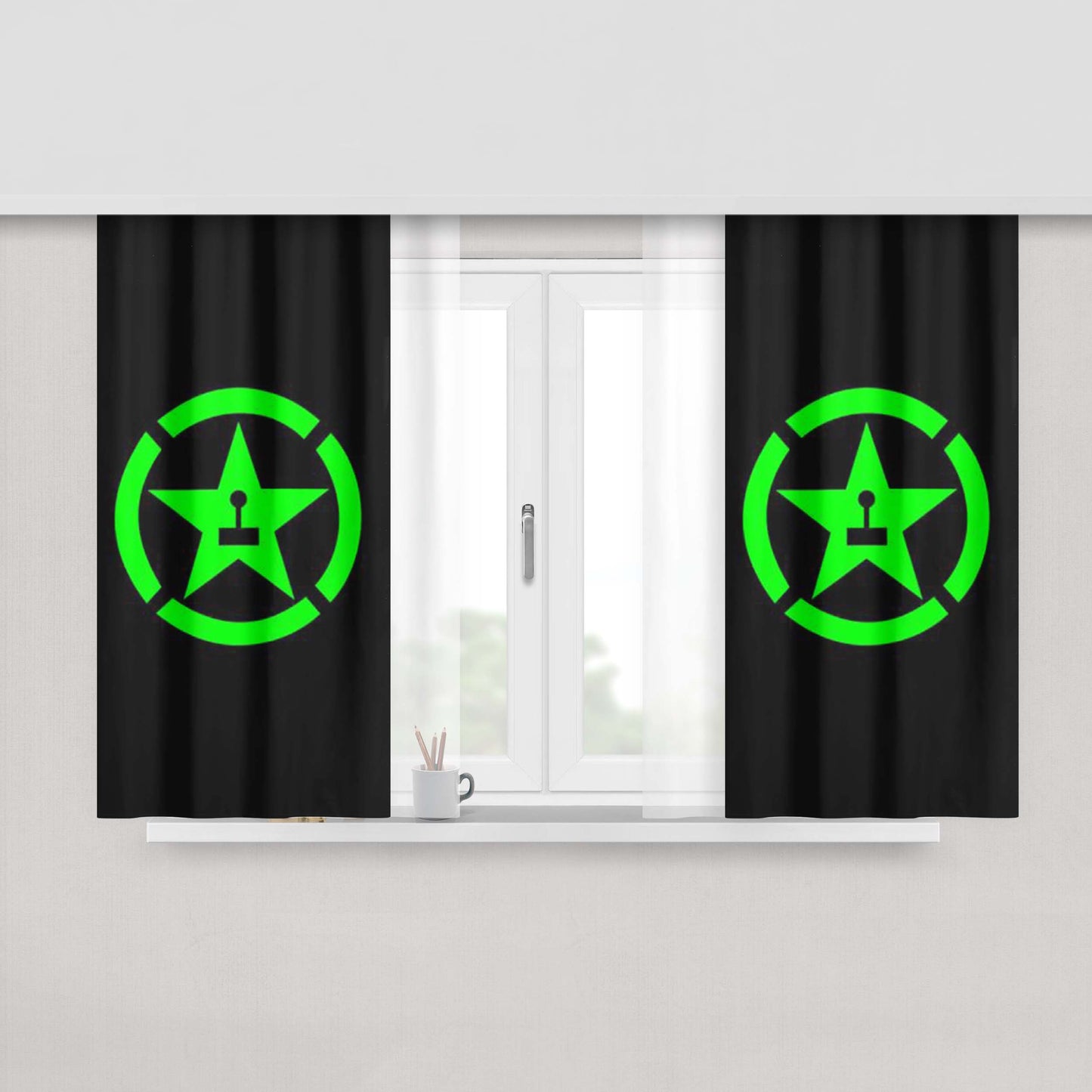 Achievement Hunter Logo Grey Fabric Window Curtains