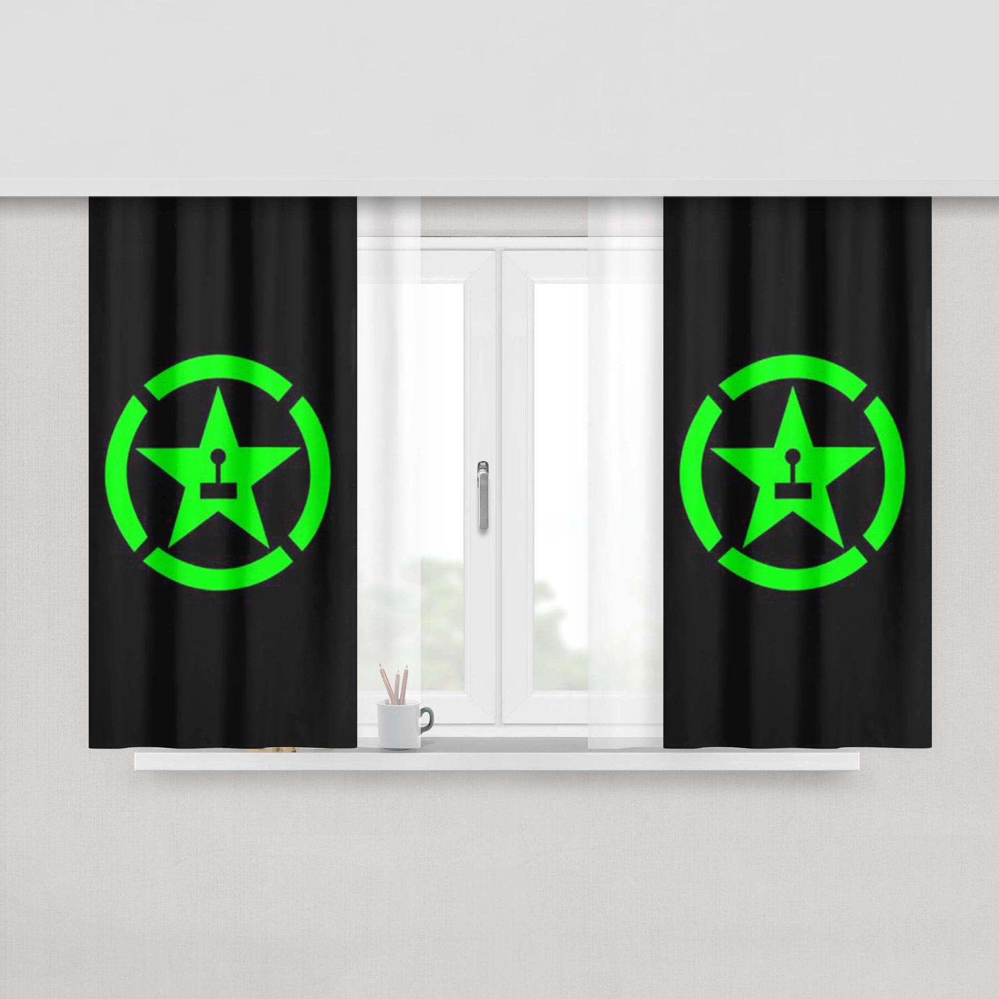 Achievement Hunter Logo Grey Fabric Window Curtains