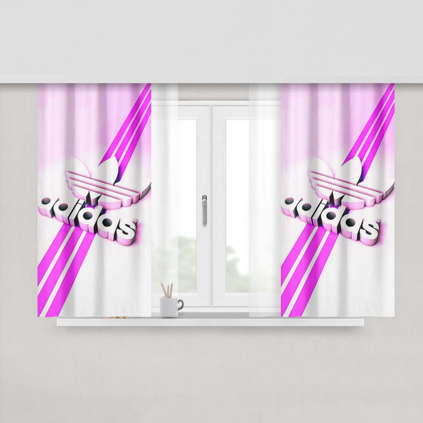 Adidas Logo Blue Liquid Fabric Window Curtains