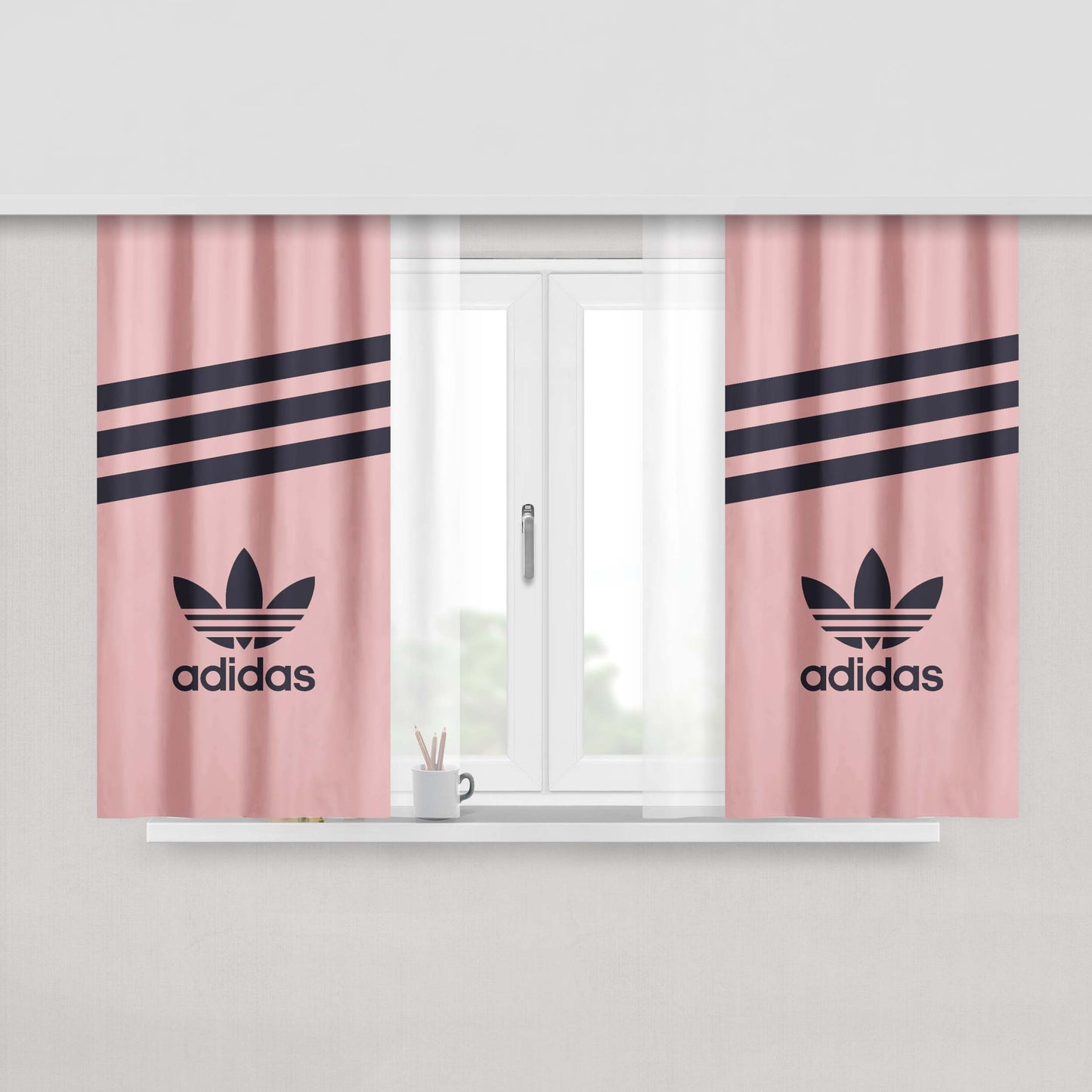 Adidas Mobile Wallpaper White Fabric Window Curtains