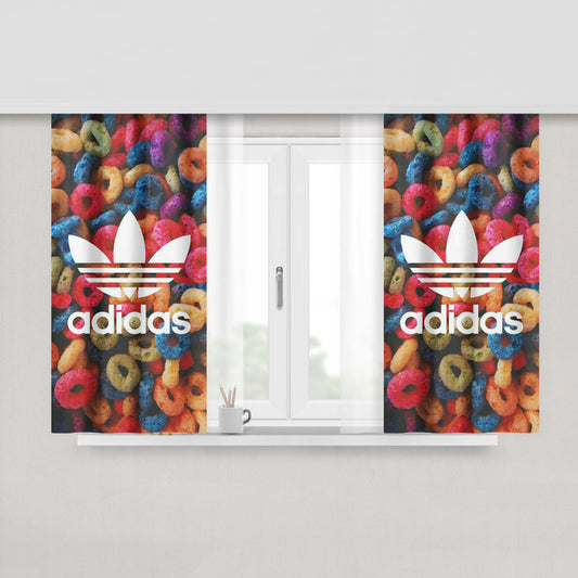 Adidas Shoes On Fabric Window Curtains