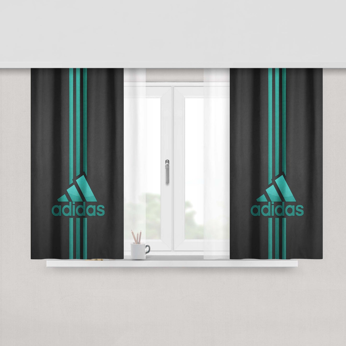 Adidas Wooden Fabric Window Curtains