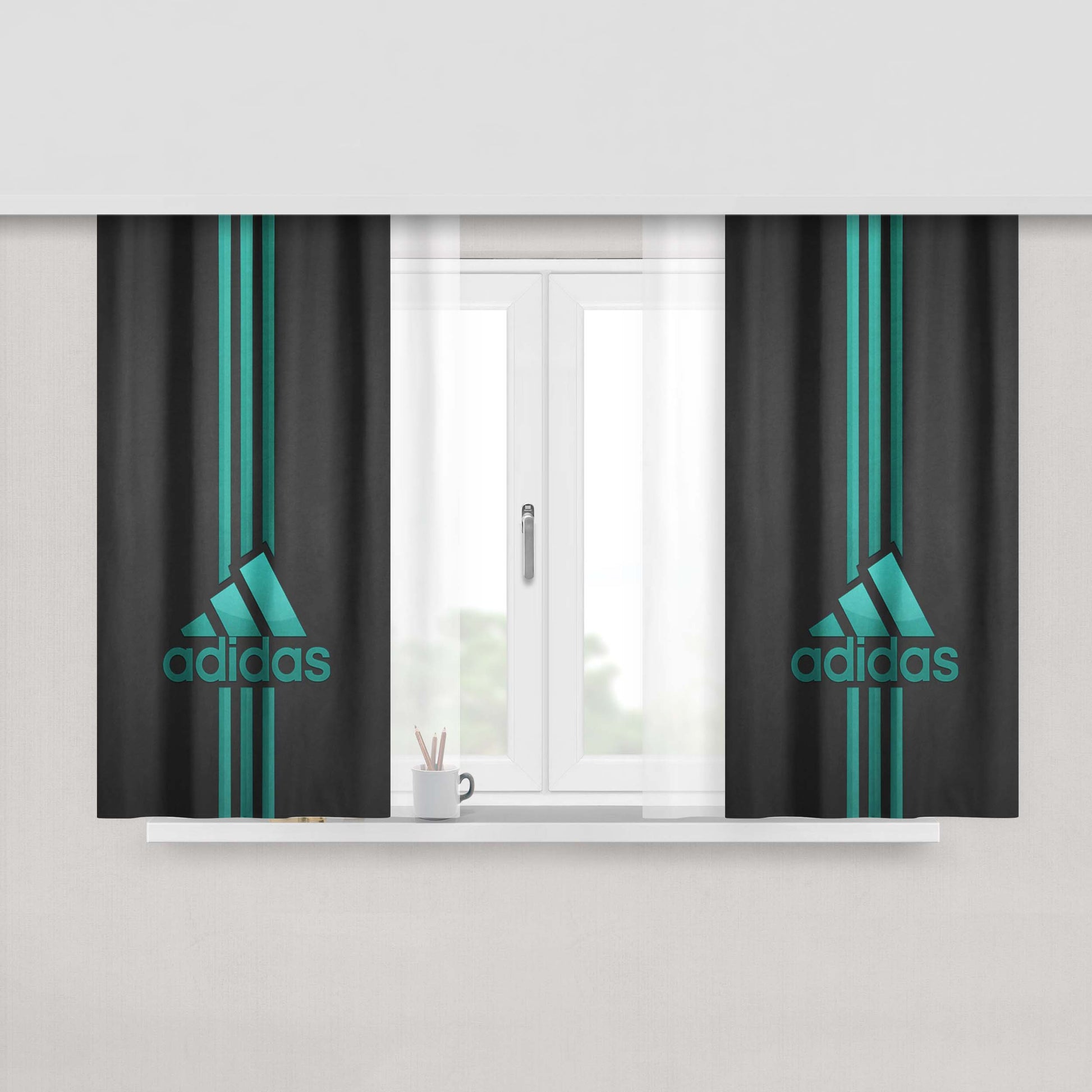 Adidas Wooden Fabric Window Curtains