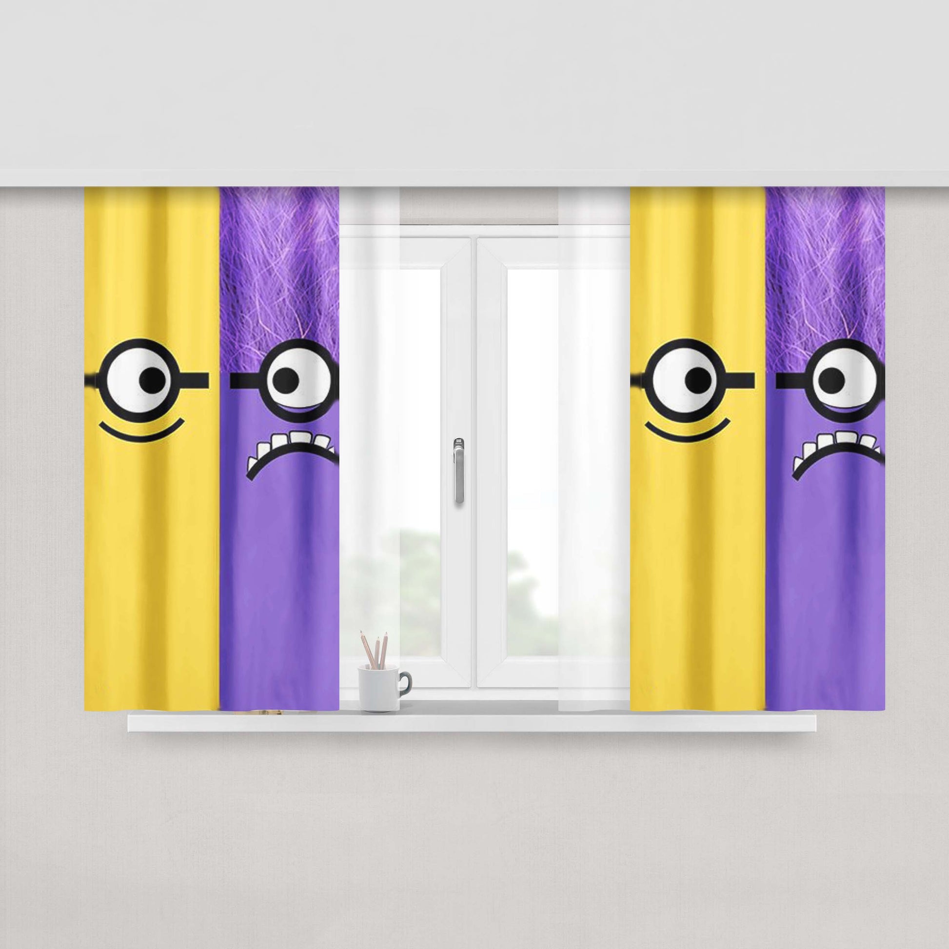 Adorable Despicable Me Minion Apple Fabric Window Curtains