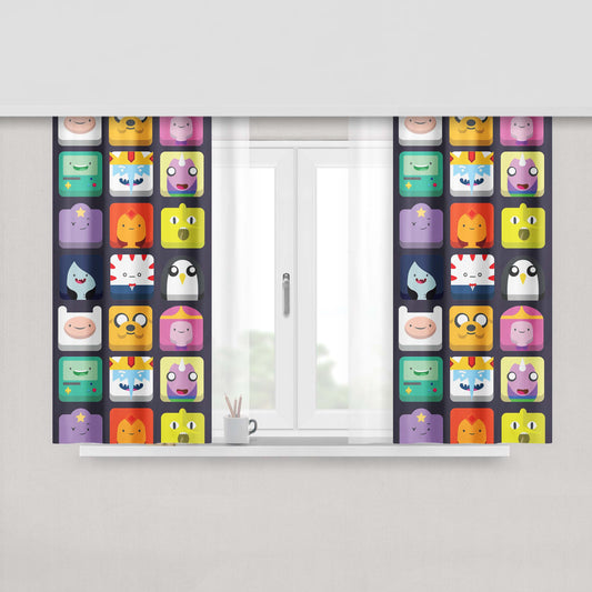 Adventur Time X Starwas Doodell Art Bolpein Fabric Window Curtains