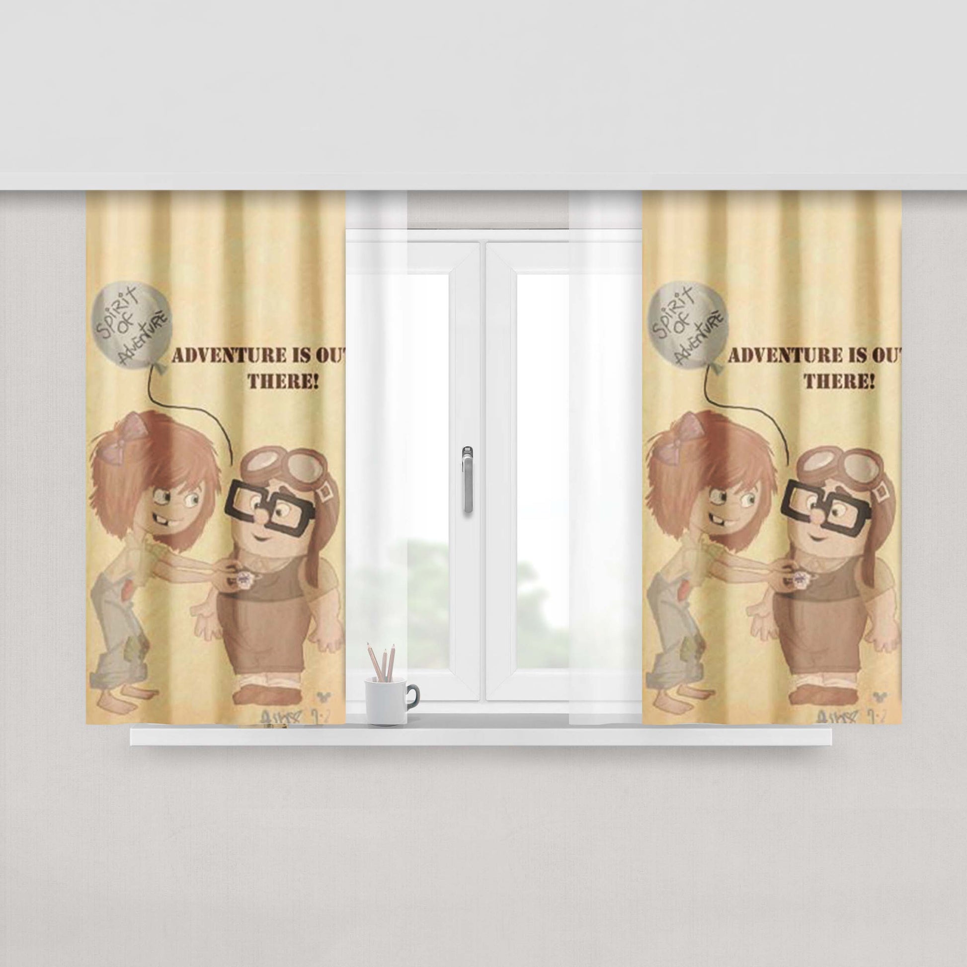 Adventure Is Out There Up Movie Balloons Fabric Window Curtains