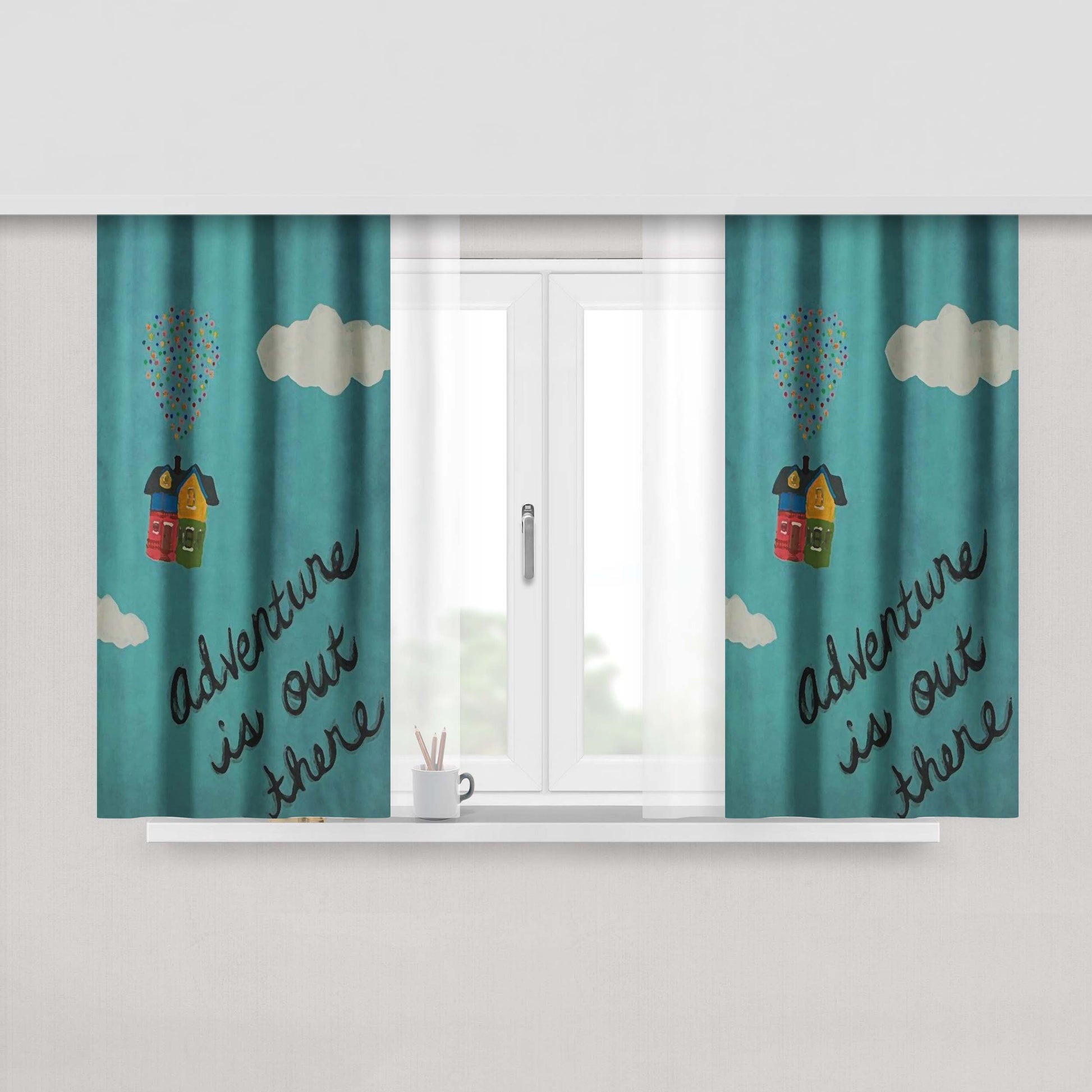 Adventure Is Out There With Charlie And Ellie Fabric Window Curtains