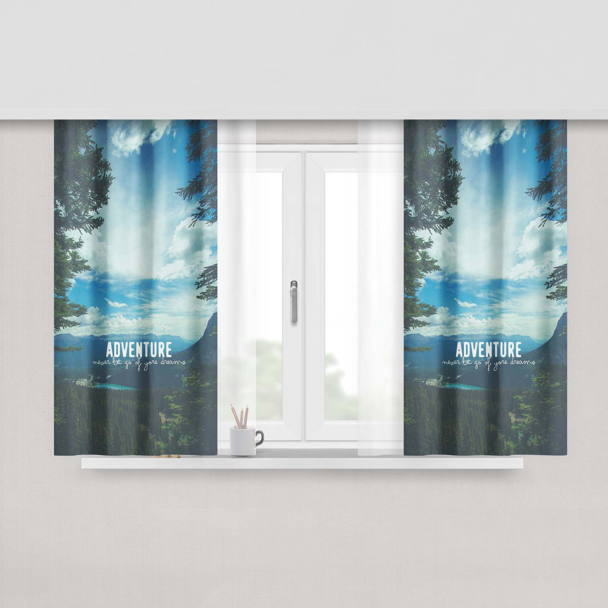 Adventure Mountain Fabric Window Curtains