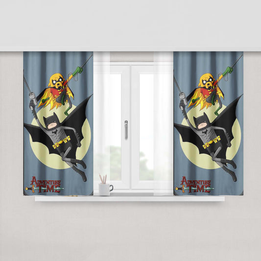 Adventure Time Batman And Robin Comic Fabric Window Curtains