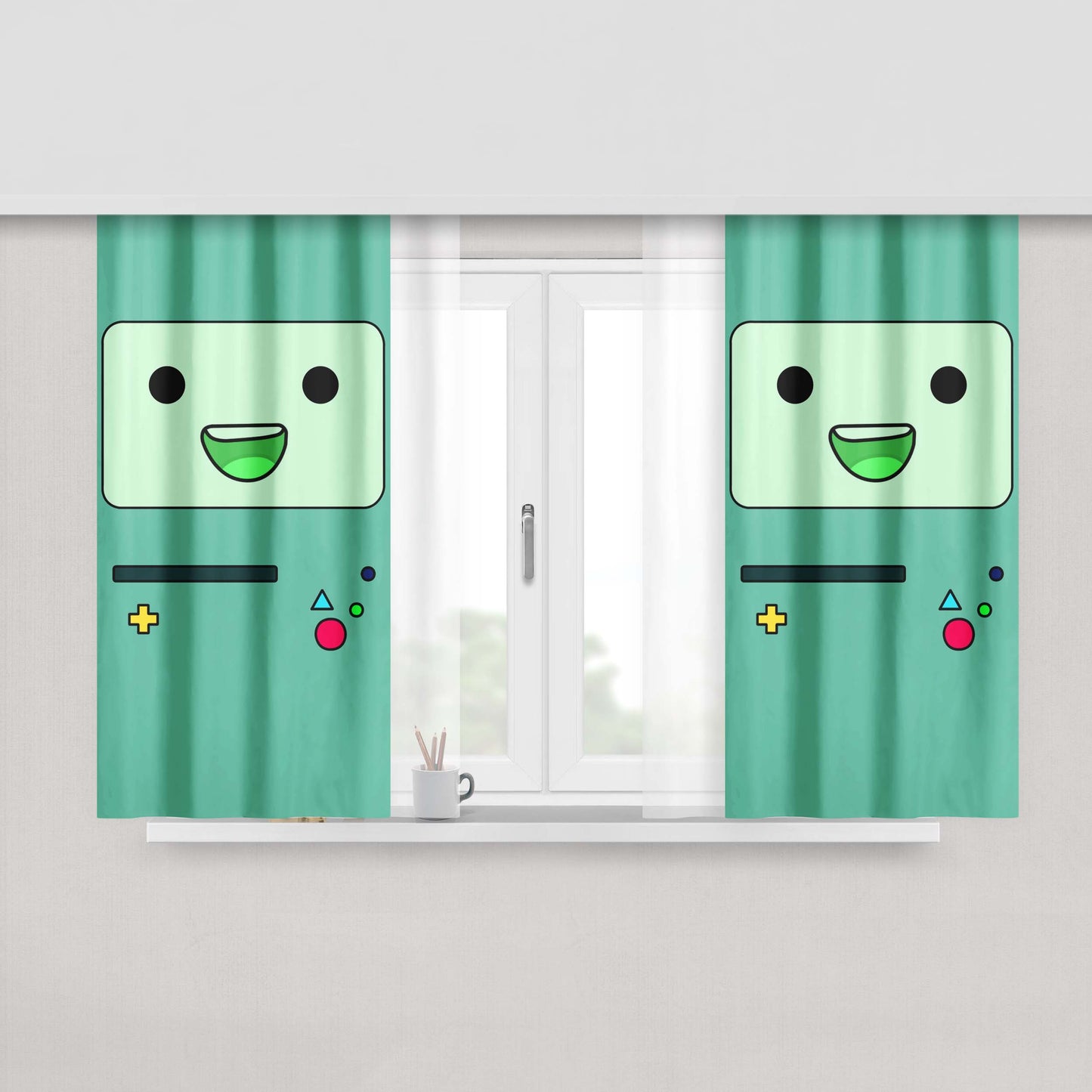 Adventure Time Beemo Advanture Wallpaper Fabric Window Curtains