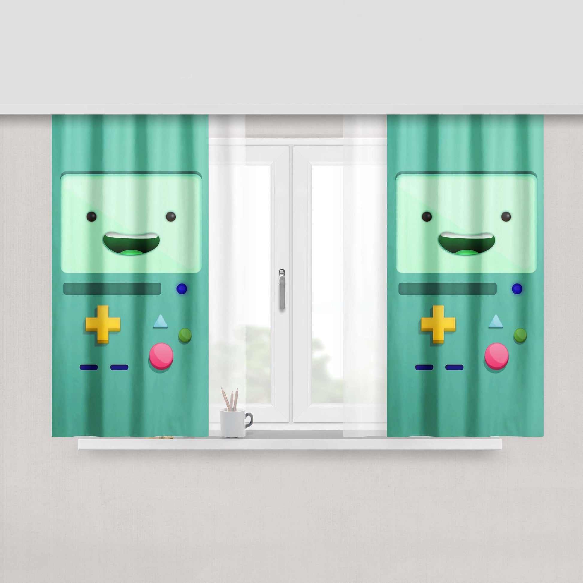 Adventure Time Bmo Pink Fabric Window Curtains