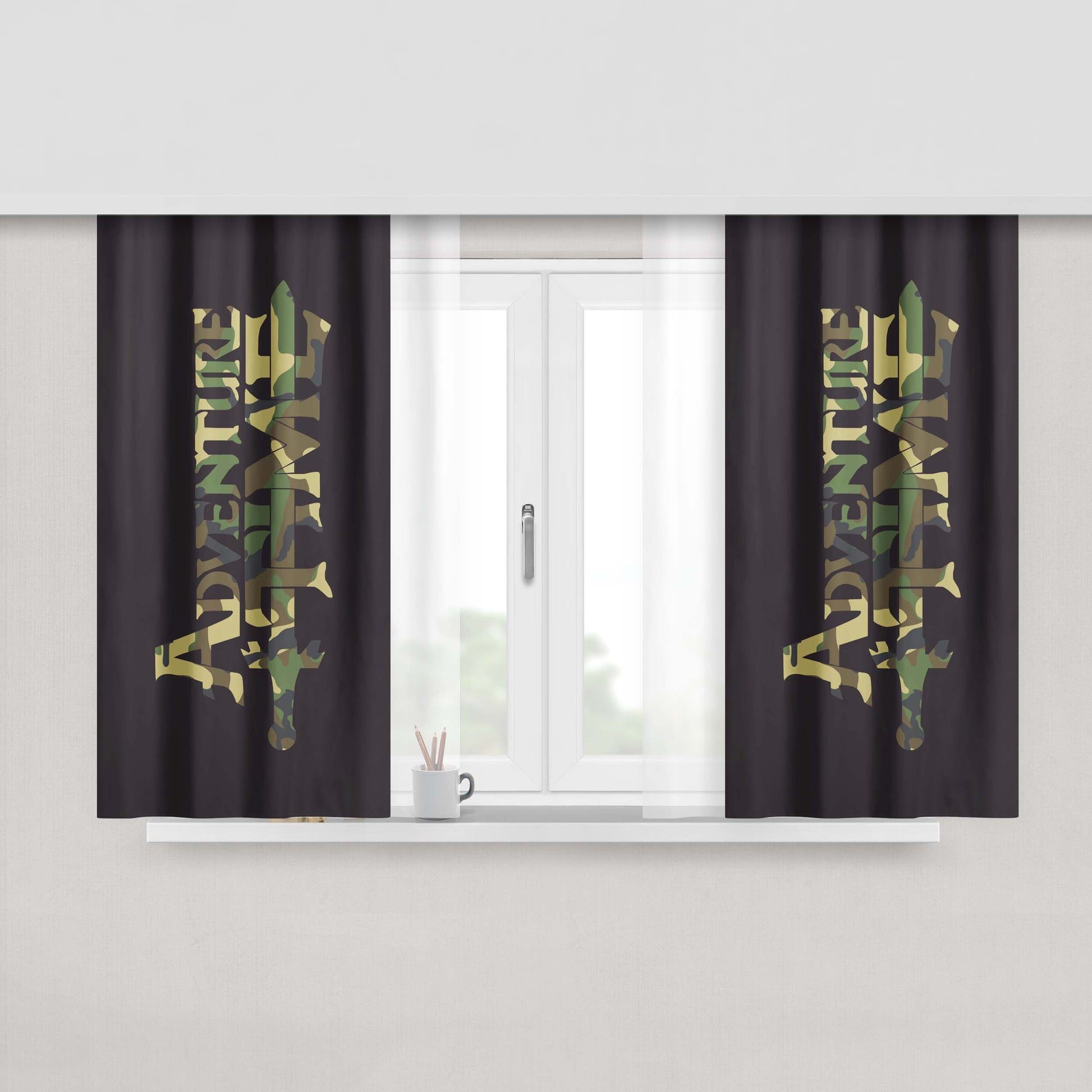 Adventure Time Bw One Color Fabric Window Curtains
