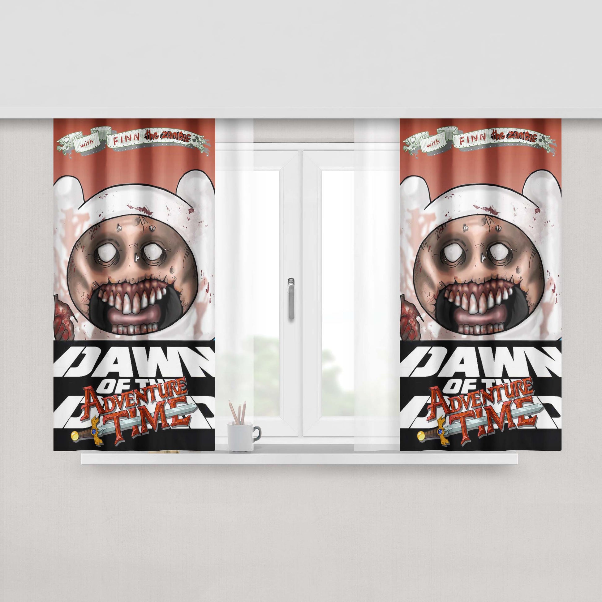 Adventure Time Characters Sticker Bombing Fabric Window Curtains