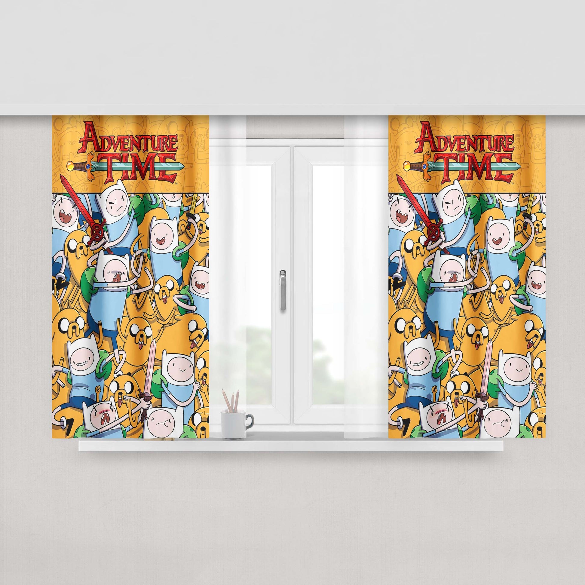 Adventure Time Collage Fabric Window Curtains