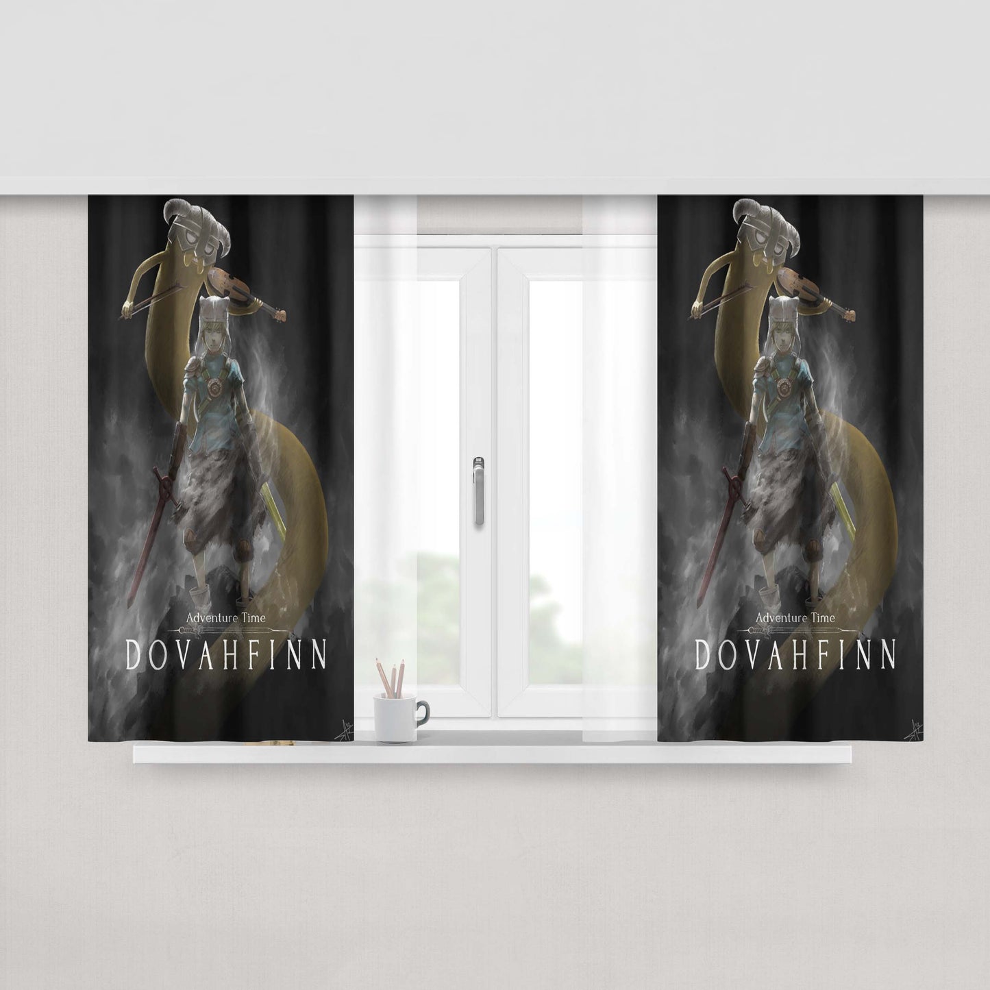 Adventure Time Doodle Fabric Window Curtains