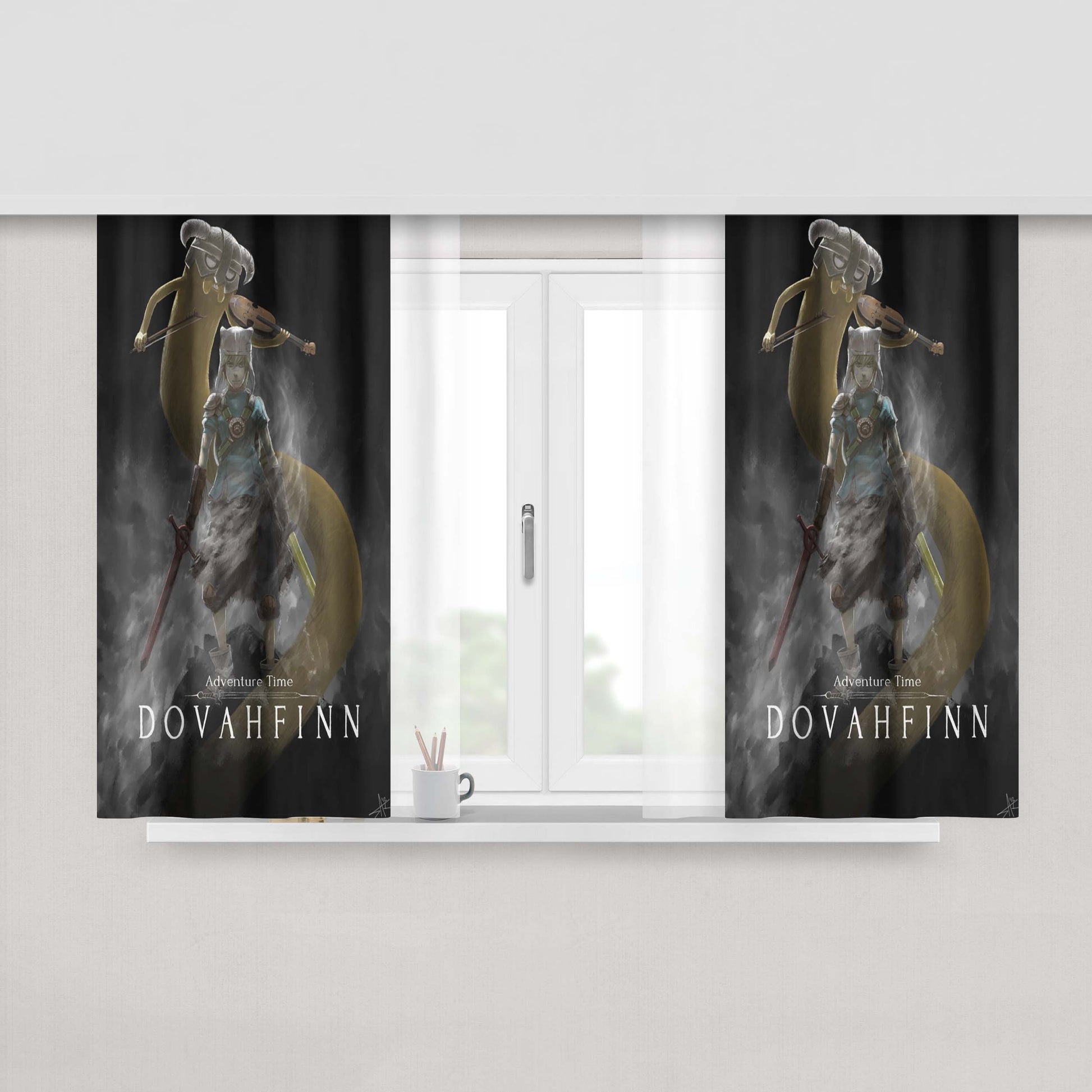 Adventure Time Doodle Fabric Window Curtains