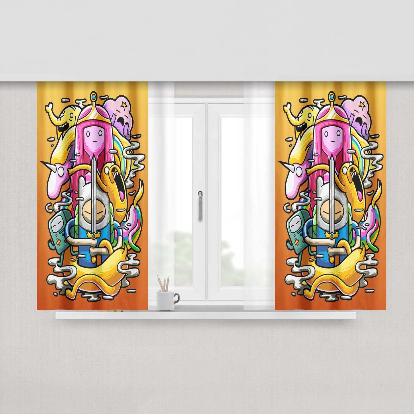 Adventure Time Face Fabric Window Curtains