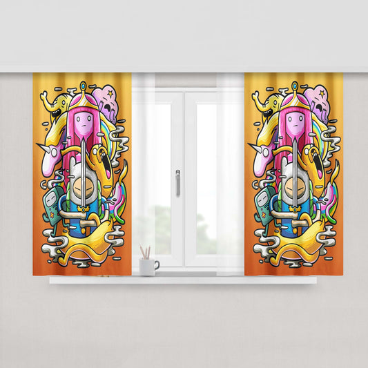 Adventure Time Face Fabric Window Curtains