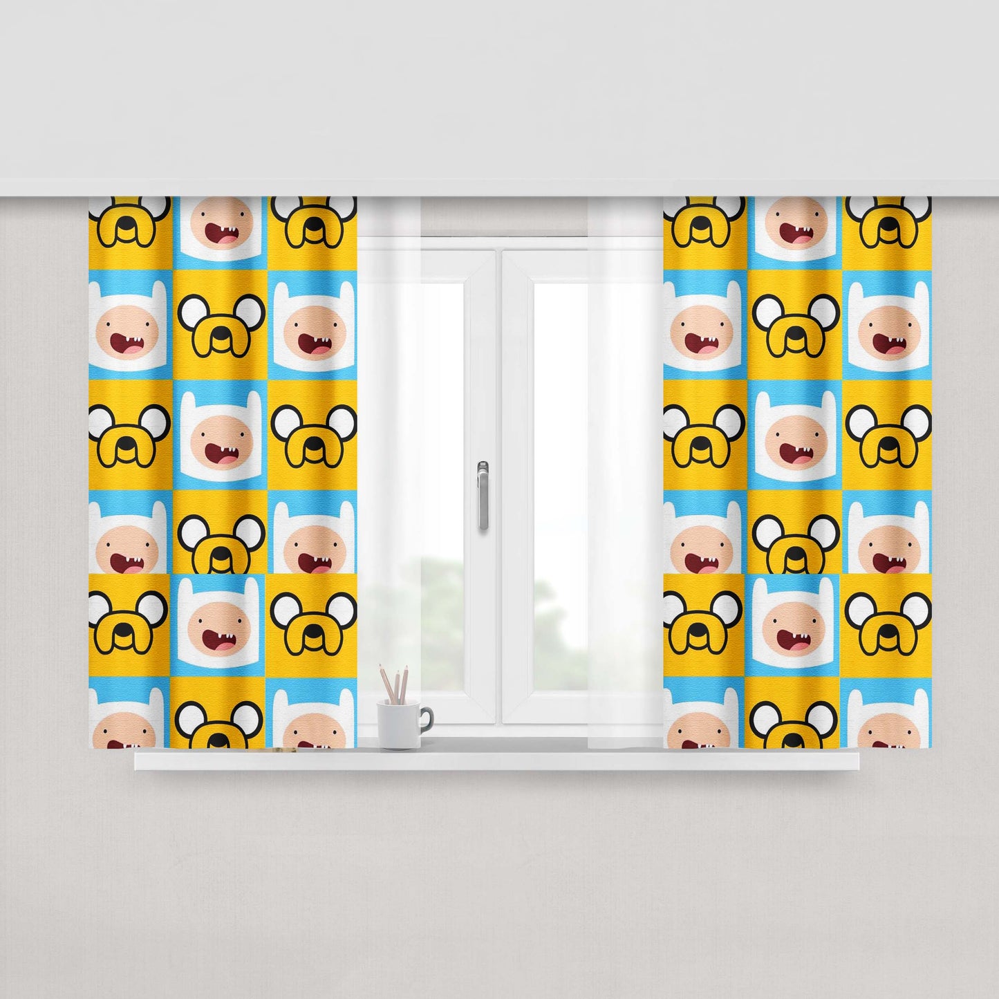 Adventure Time Finn In Love Fabric Window Curtains