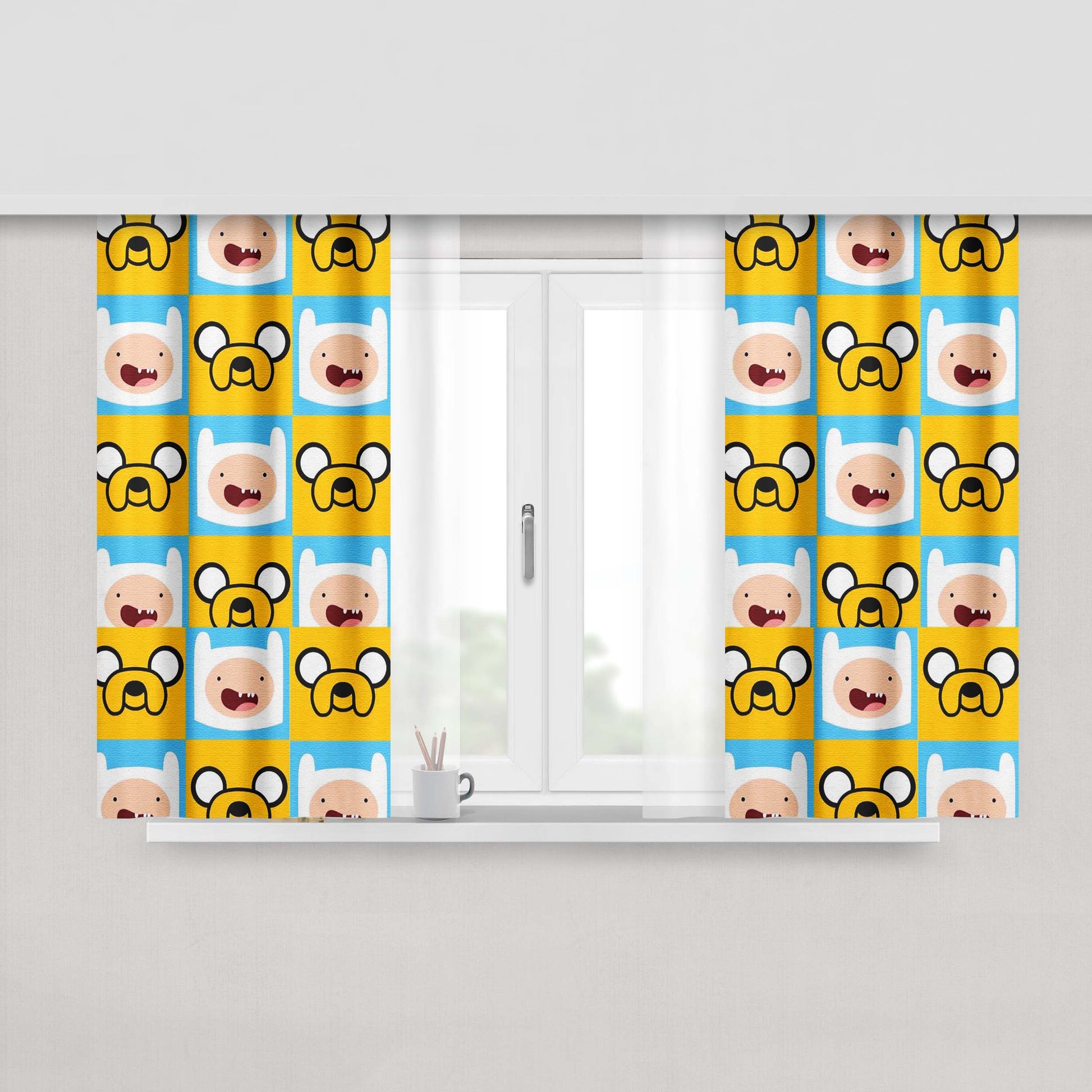 Adventure Time Finn In Love Fabric Window Curtains