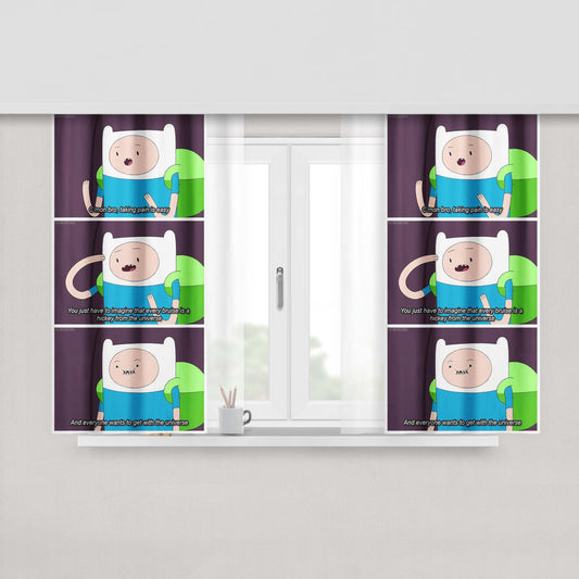 Adventure Time Finn Manusia And Jake Doodle Fabric Window Curtains