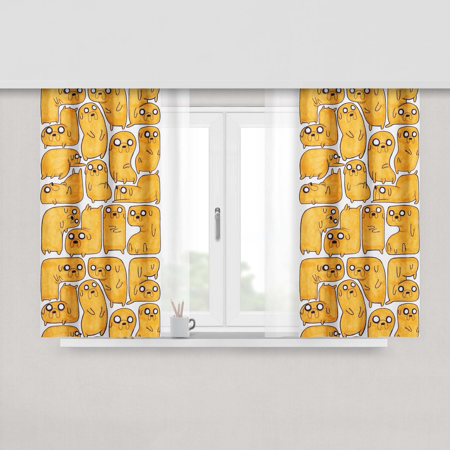Adventure Time Jake Food Lover Fabric Window Curtains