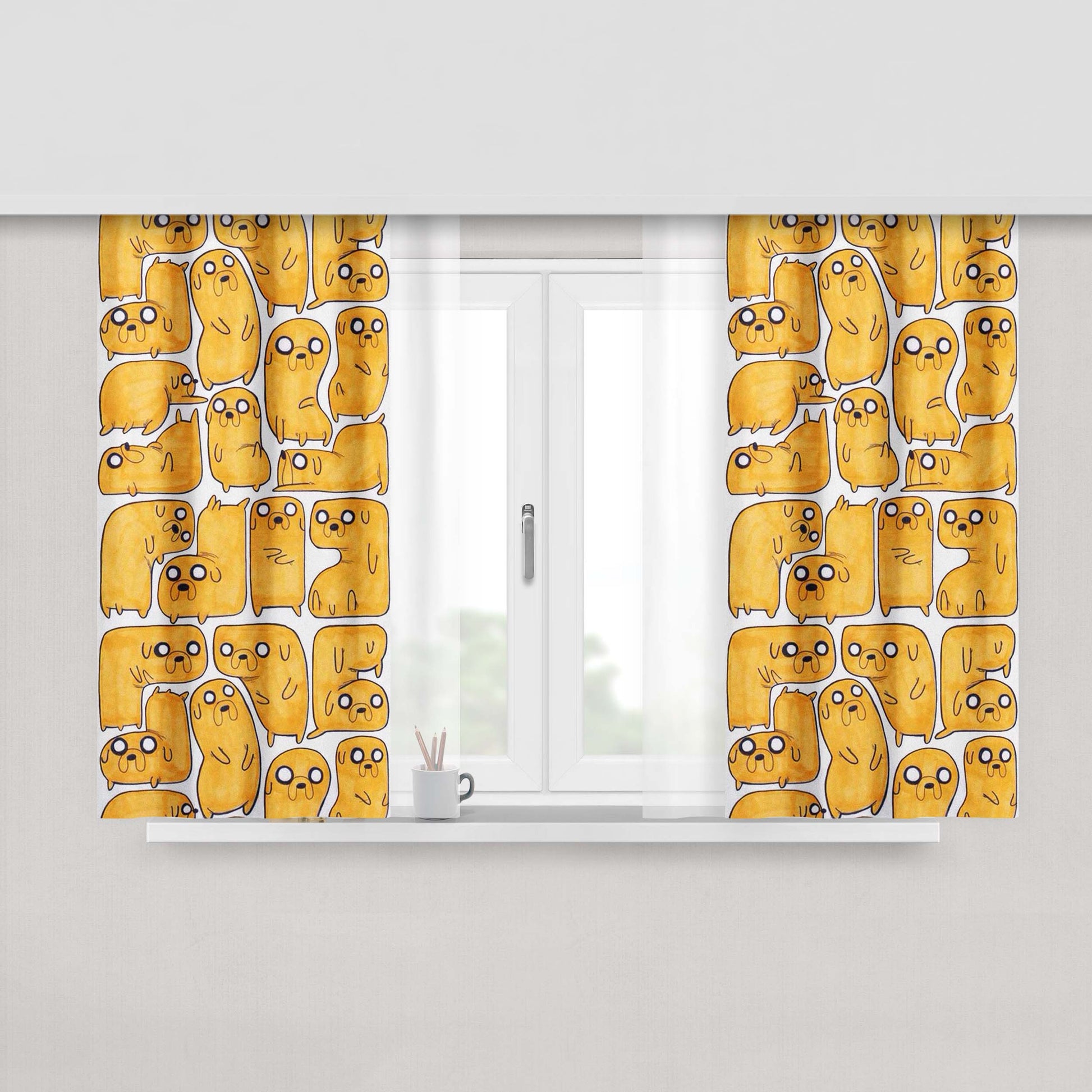 Adventure Time Jake Food Lover Fabric Window Curtains