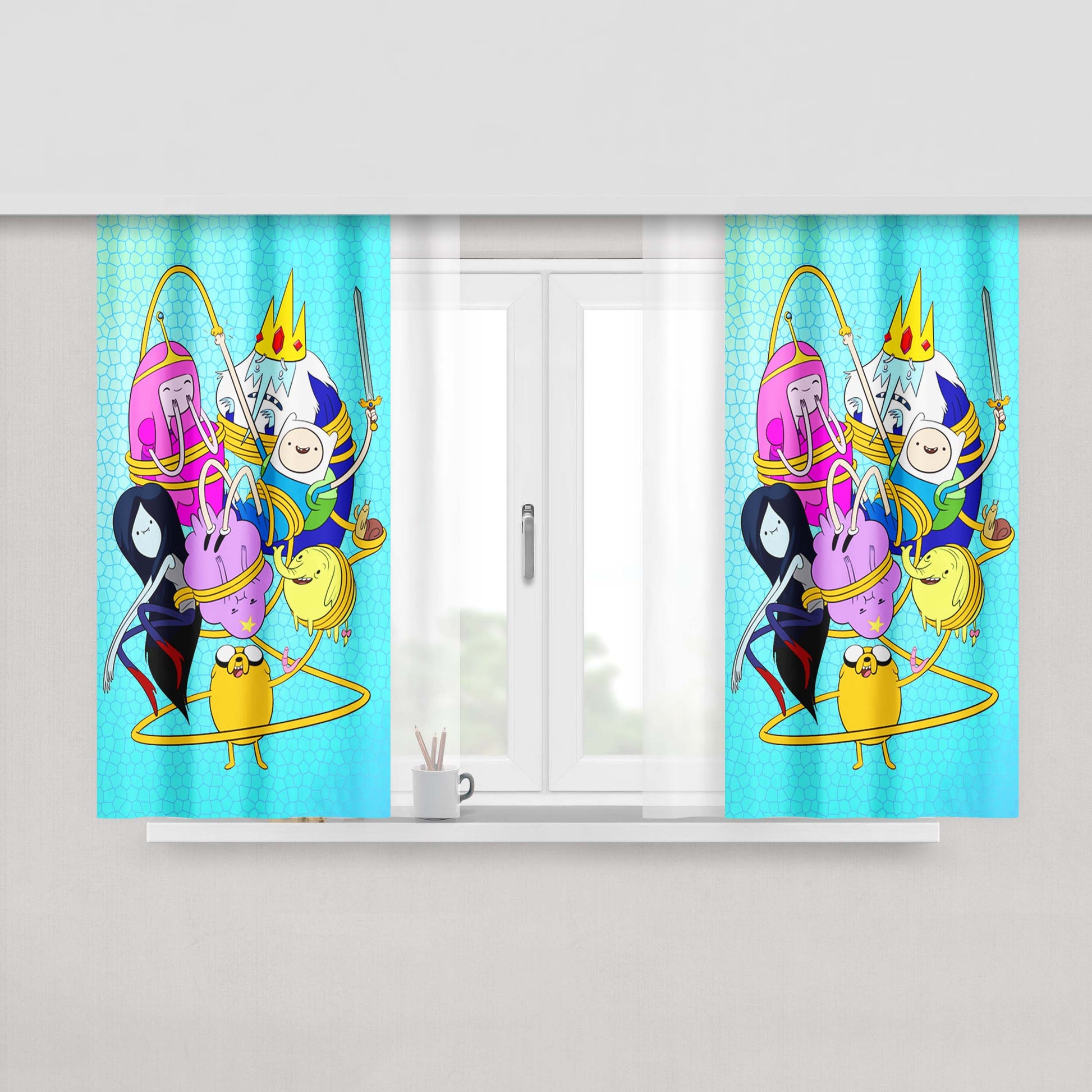 Adventure Time Minimalist Fabric Window Curtains