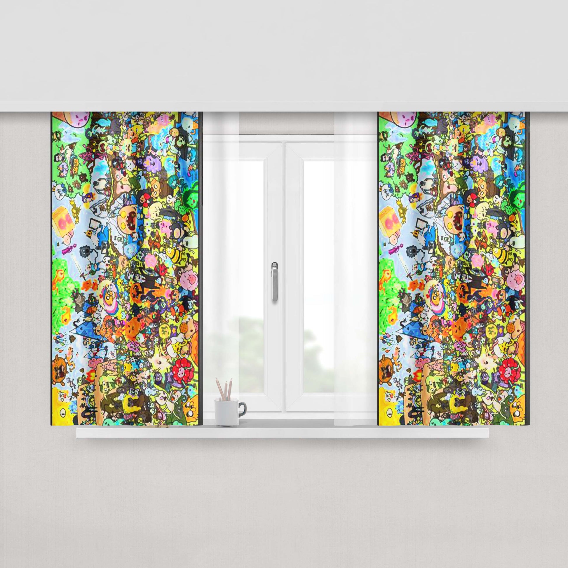 Adventure Time Paint Rain Fabric Window Curtains