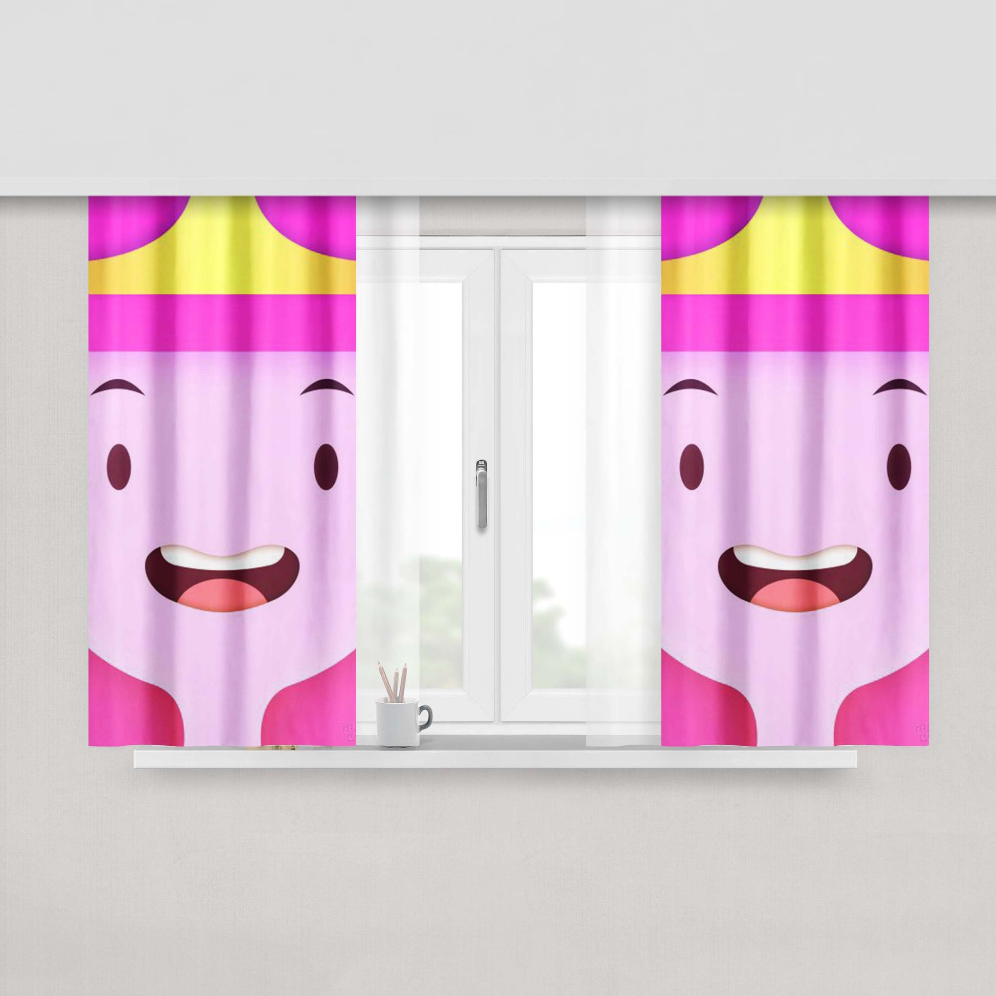 Adventure Time Princess Bubblegum Face Fabric Window Curtains