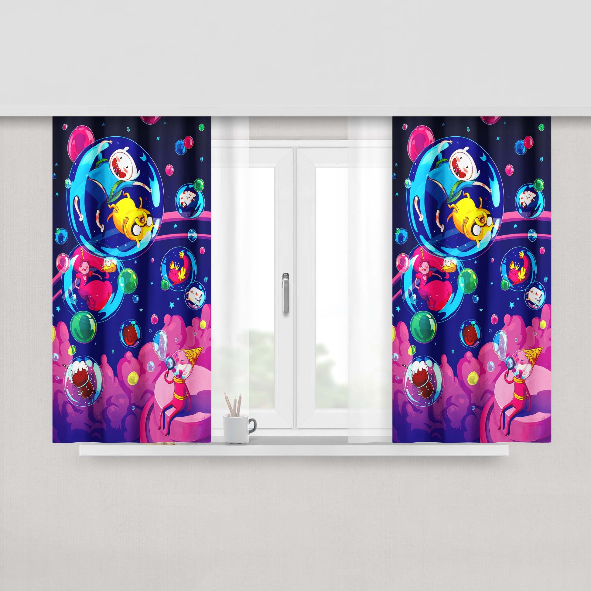 Adventure Time Walk Together Art Fabric Window Curtains