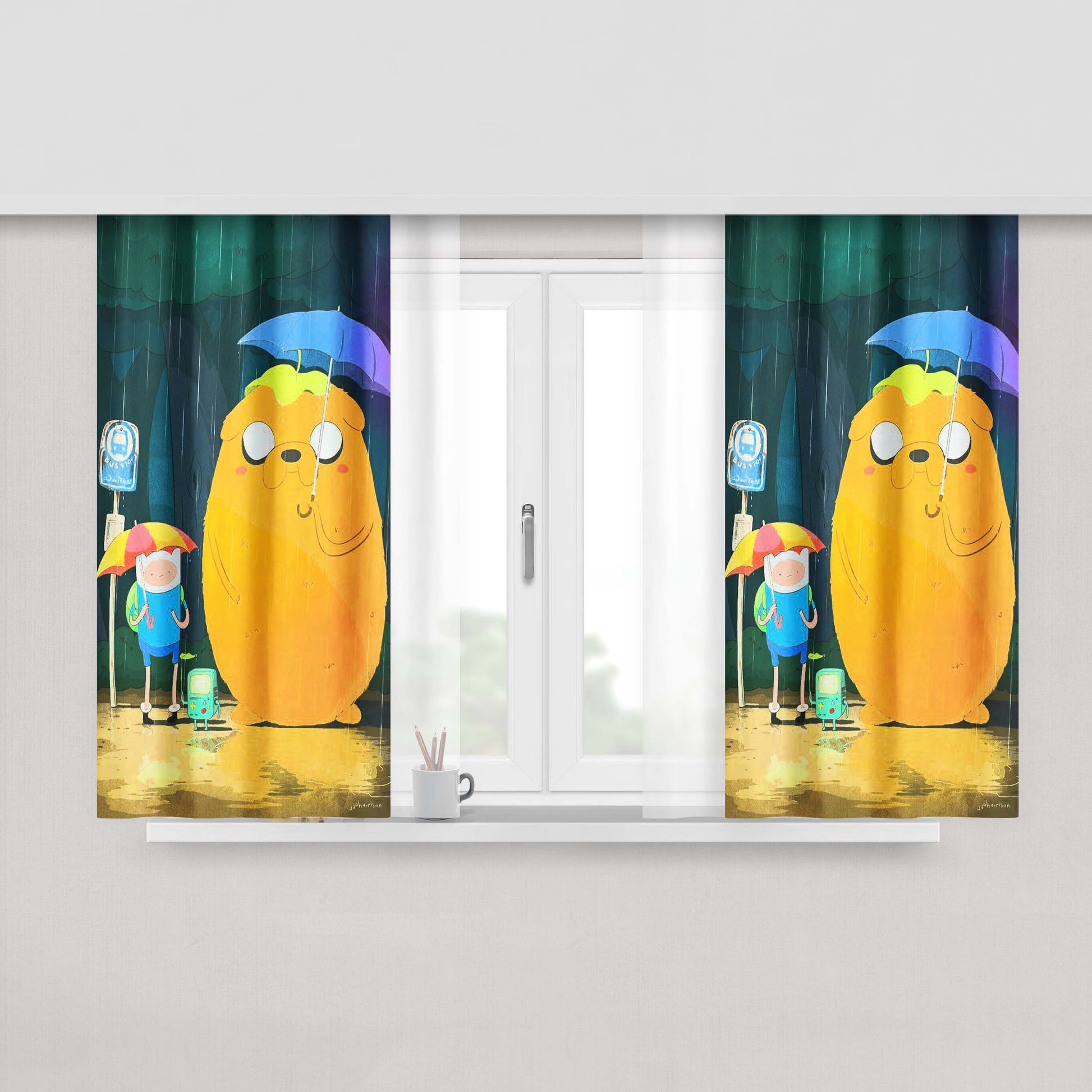 Adventure Time Zombie Doodle Fabric Window Curtains