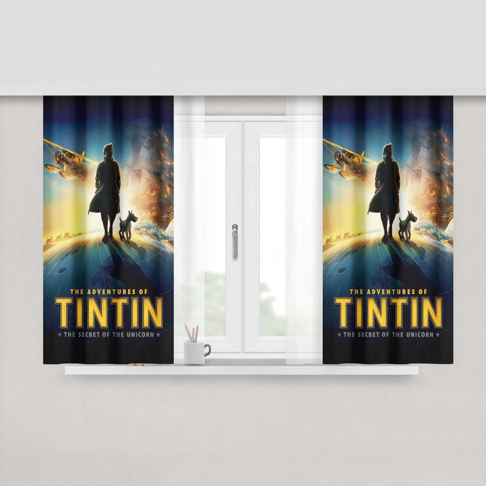 Adventures Of Tintin Poster Wallpaper Fabric Window Curtains