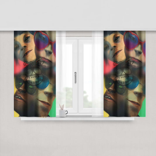 Aesthetic Gorillaz Band Art Fabric Window Curtains