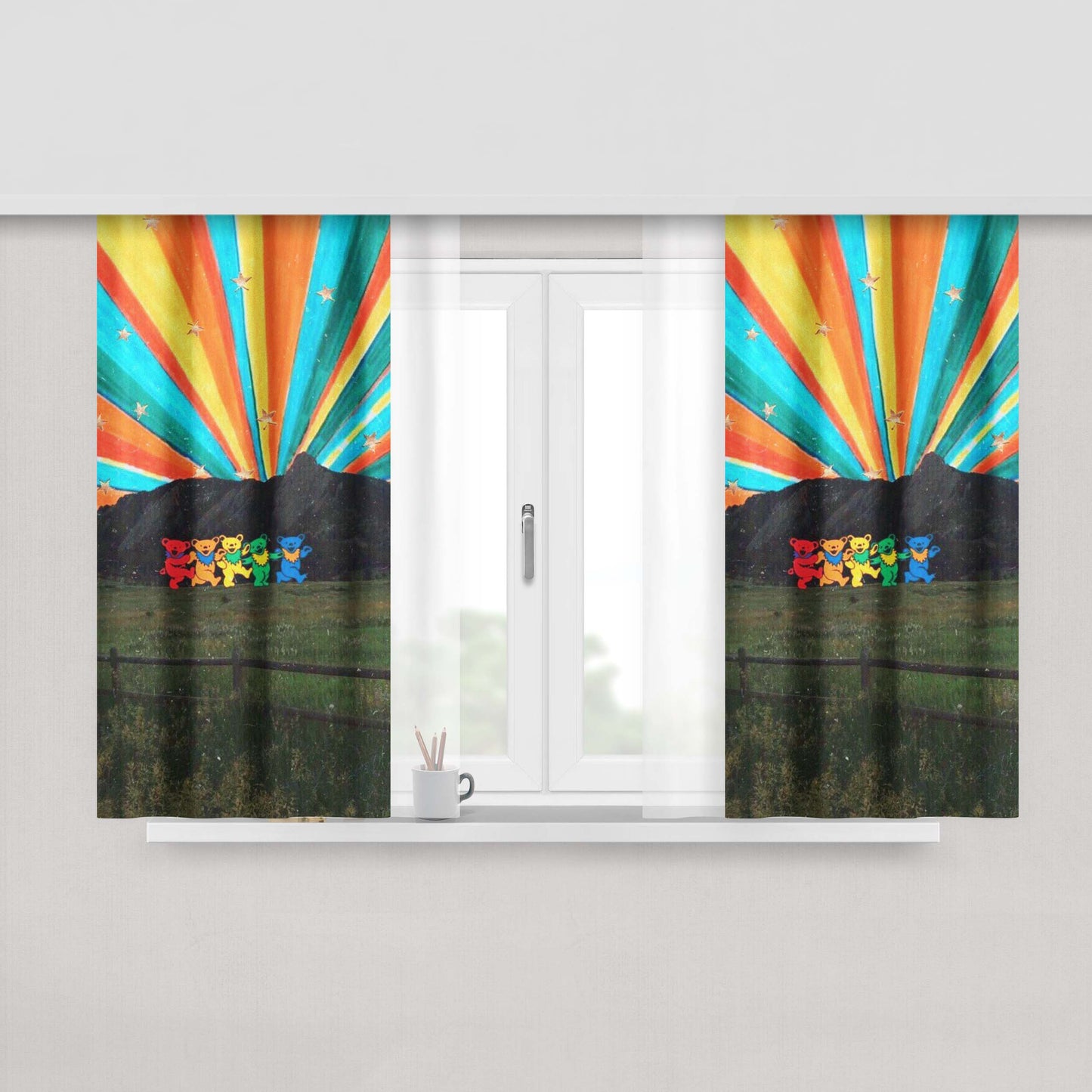 Aesthetic Gorillaz Band Face Art Fabric Window Curtains