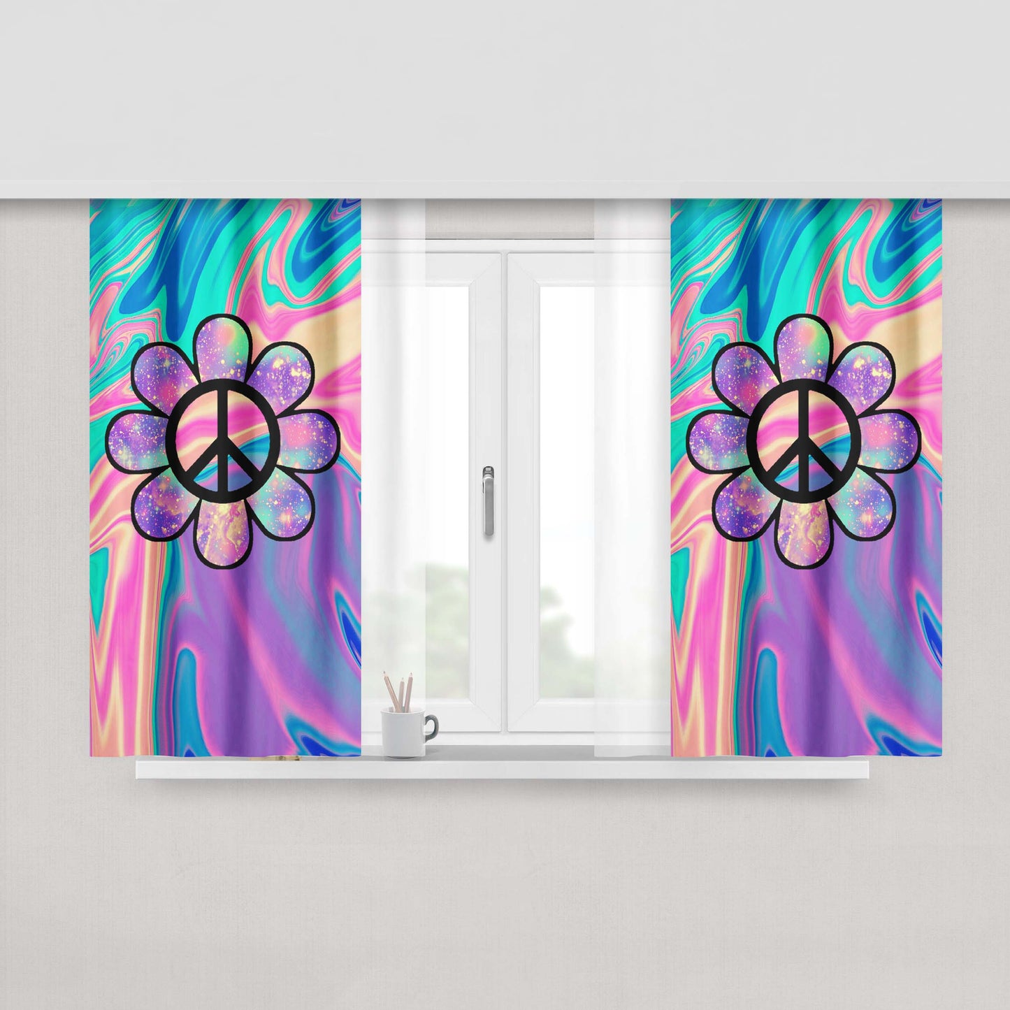 Aesthetic Music Band Collage Fabric Window Curtains