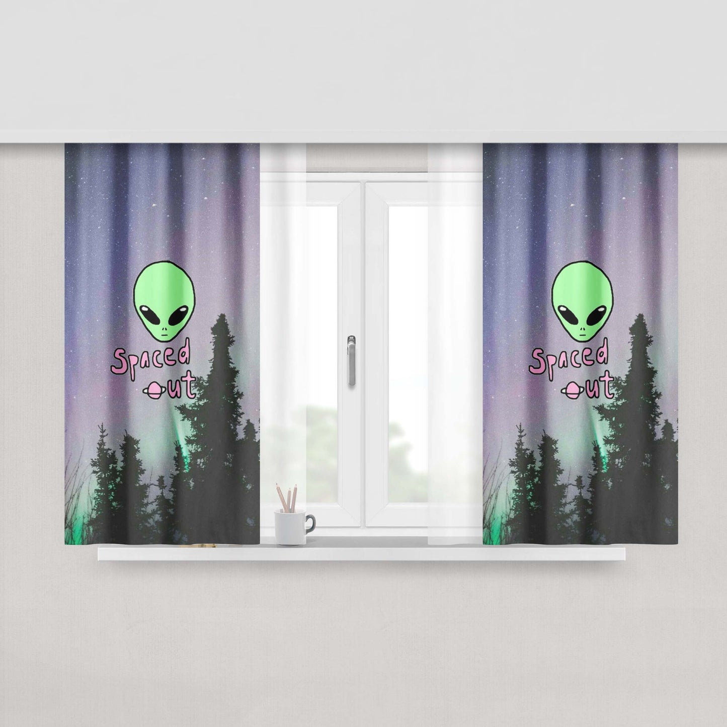 Aesthetic Retro Cherry Bomb Fabric Window Curtains