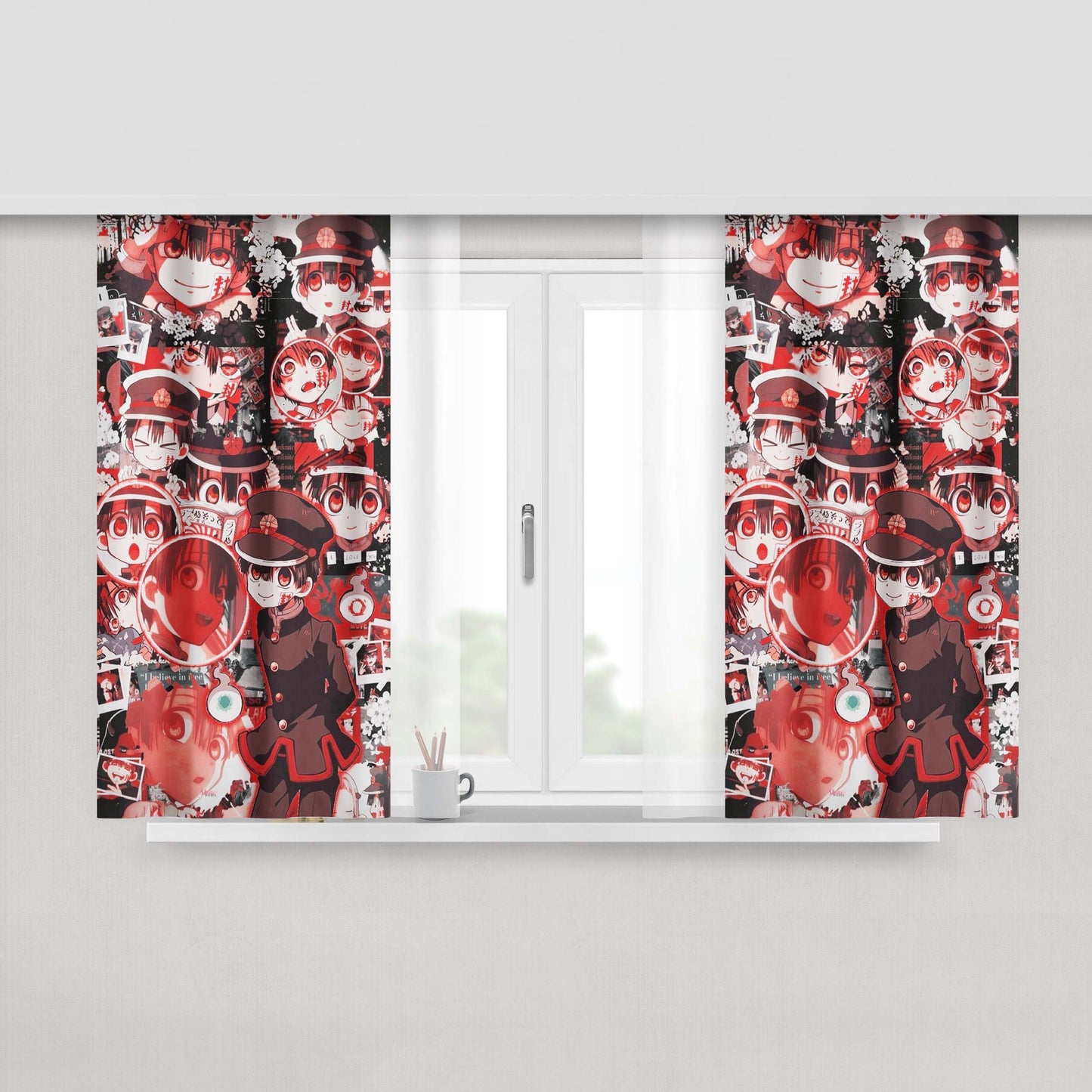 Aesthetic Teal Wallpaper Fabric Window Curtains