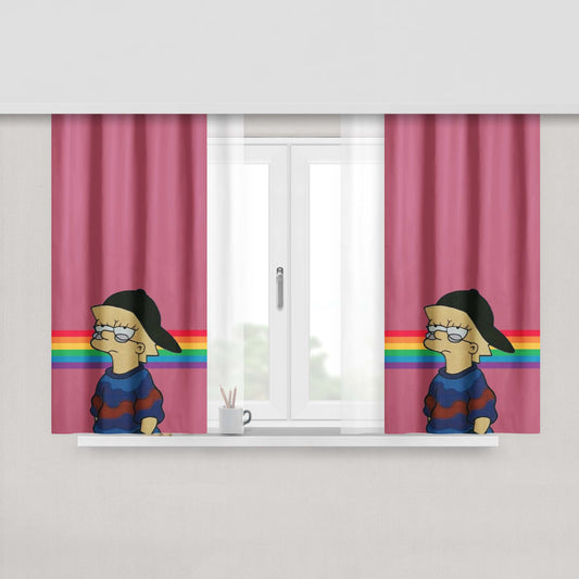 Aesthetic Vaporwave Fabric Window Curtains
