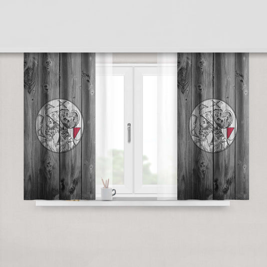 Afc Ajax Amsterdam Wood Logo Fabric Window Curtains