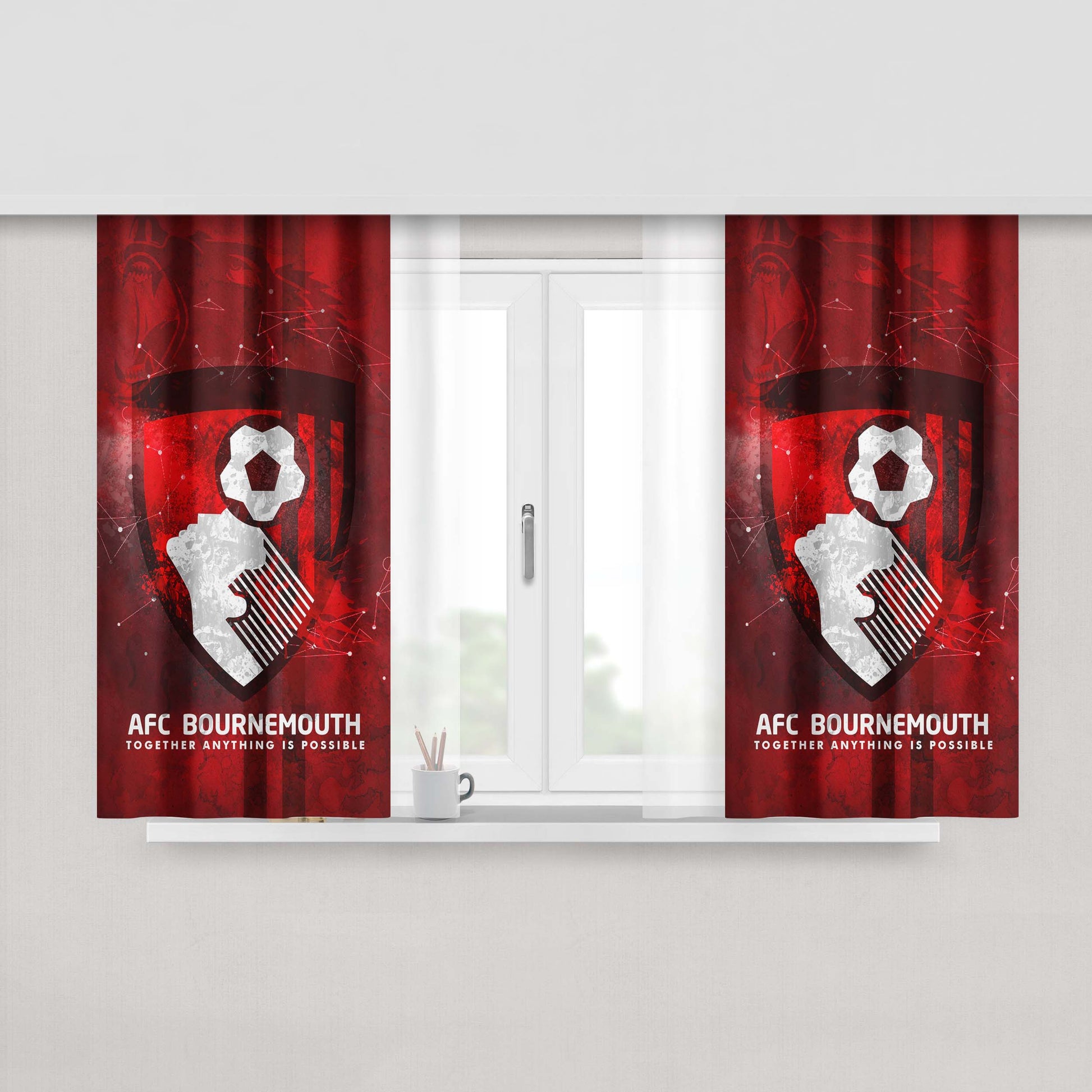 Afc Ajax Soccer Logo Dark Wood Wallpaper Fabric Window Curtains