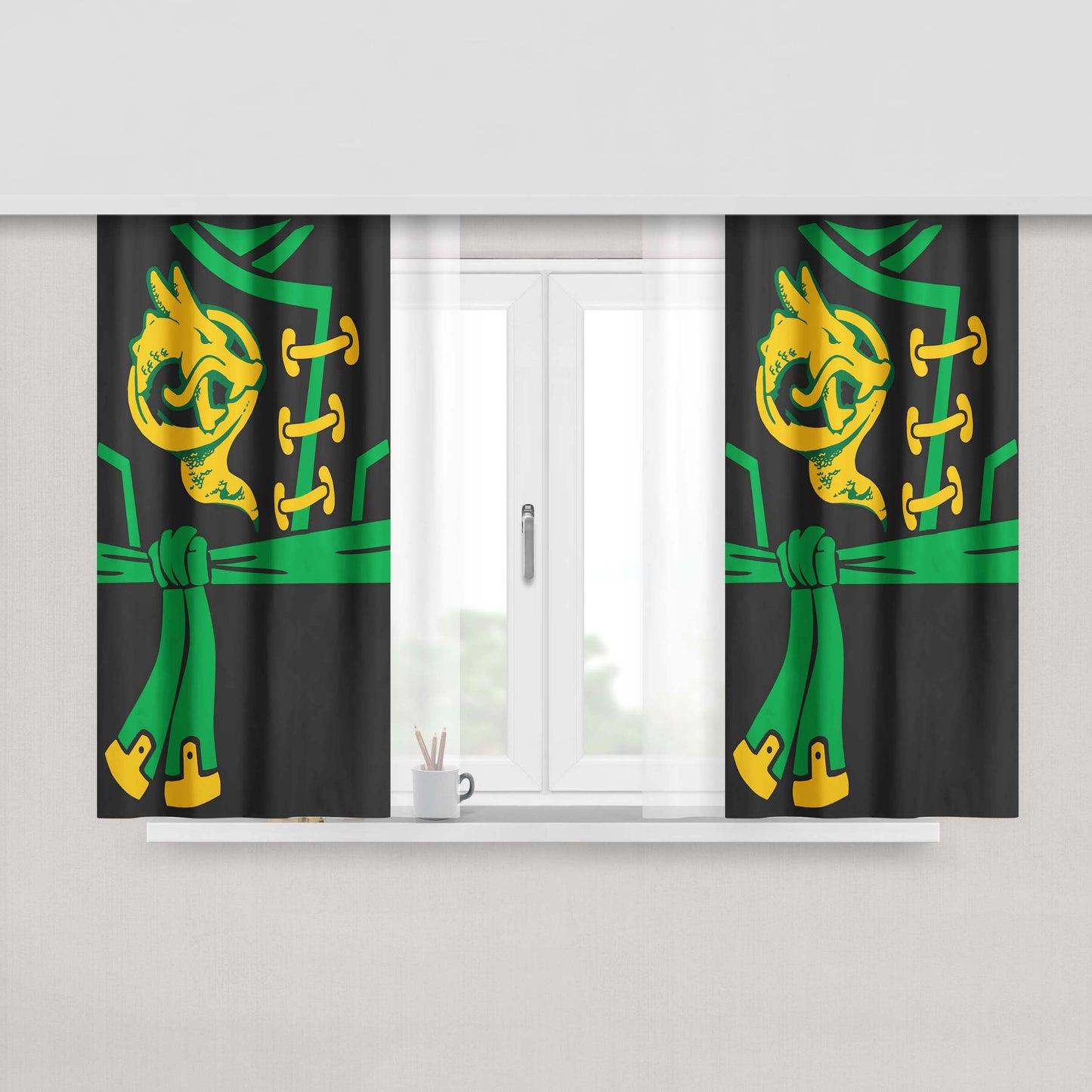 Airjitzu Kai Green Suit Ninjago Peach Skin Window Curtains