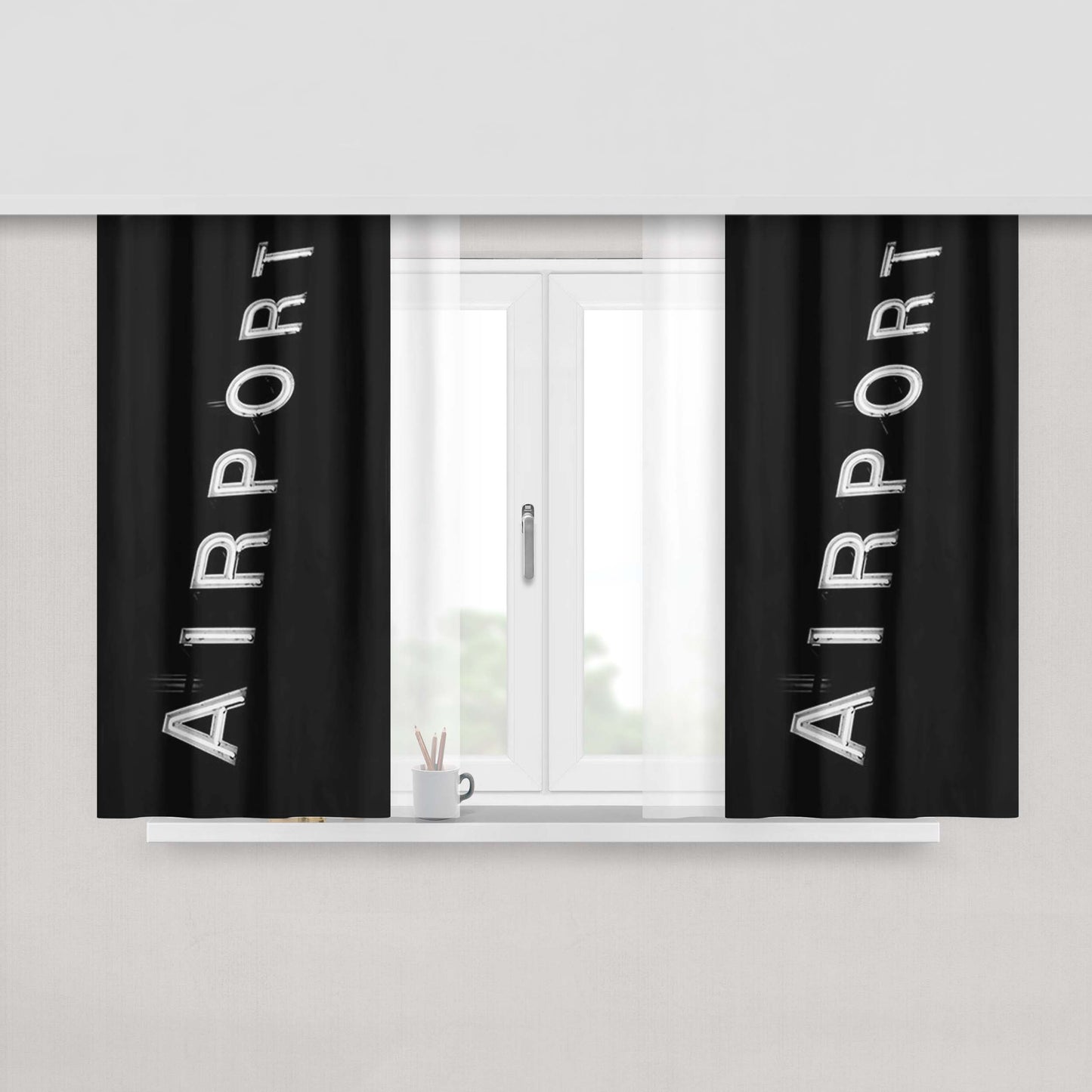 Airplane Travel Gift Explore Fabric Window Curtains