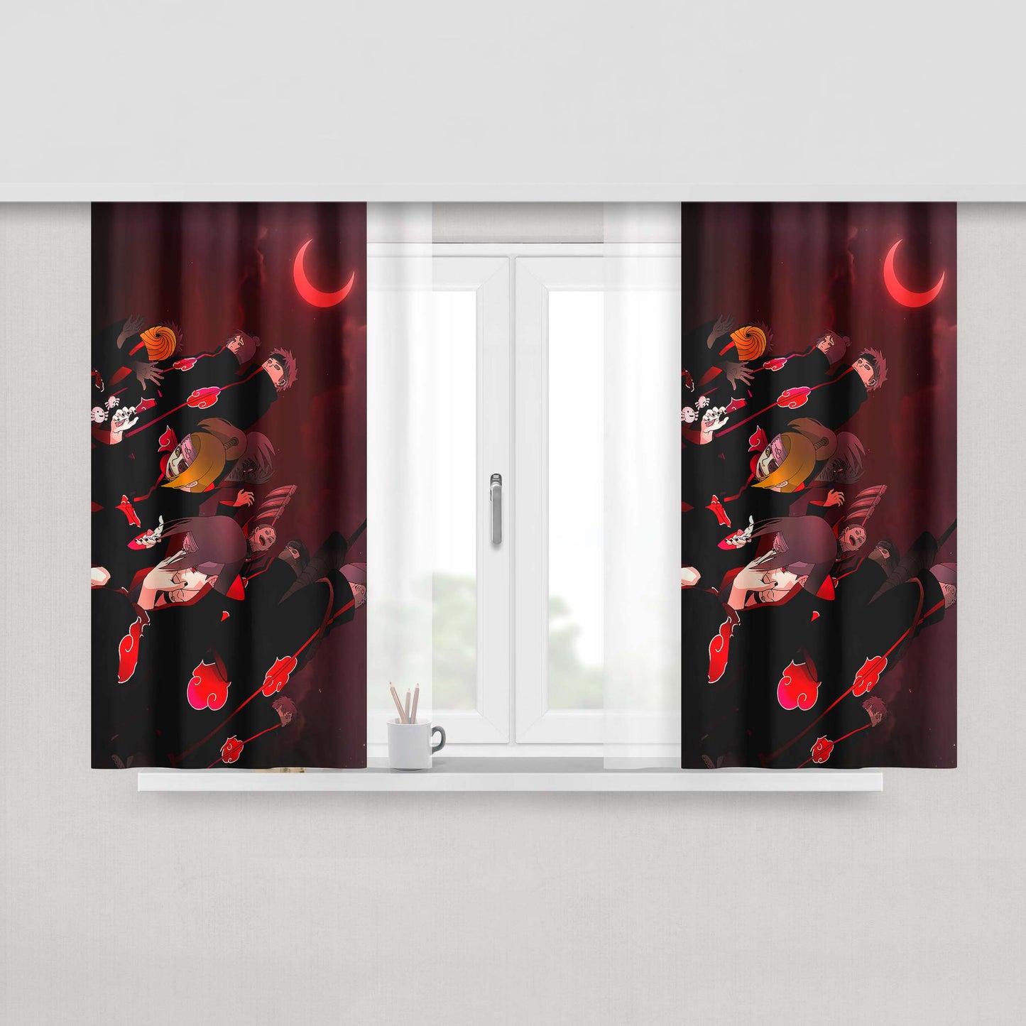 Akatsuki Clan Symbol 1 Fabric Window Curtains