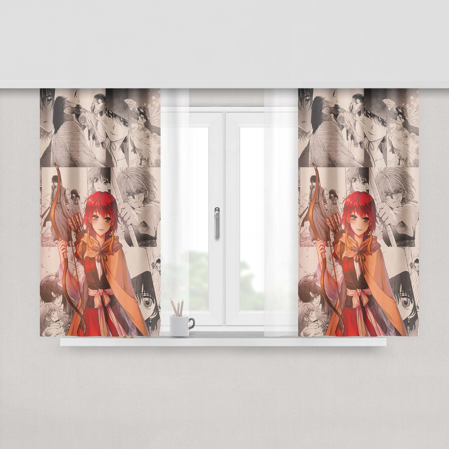 Akatsuki Neko Art Fabric Window Curtains