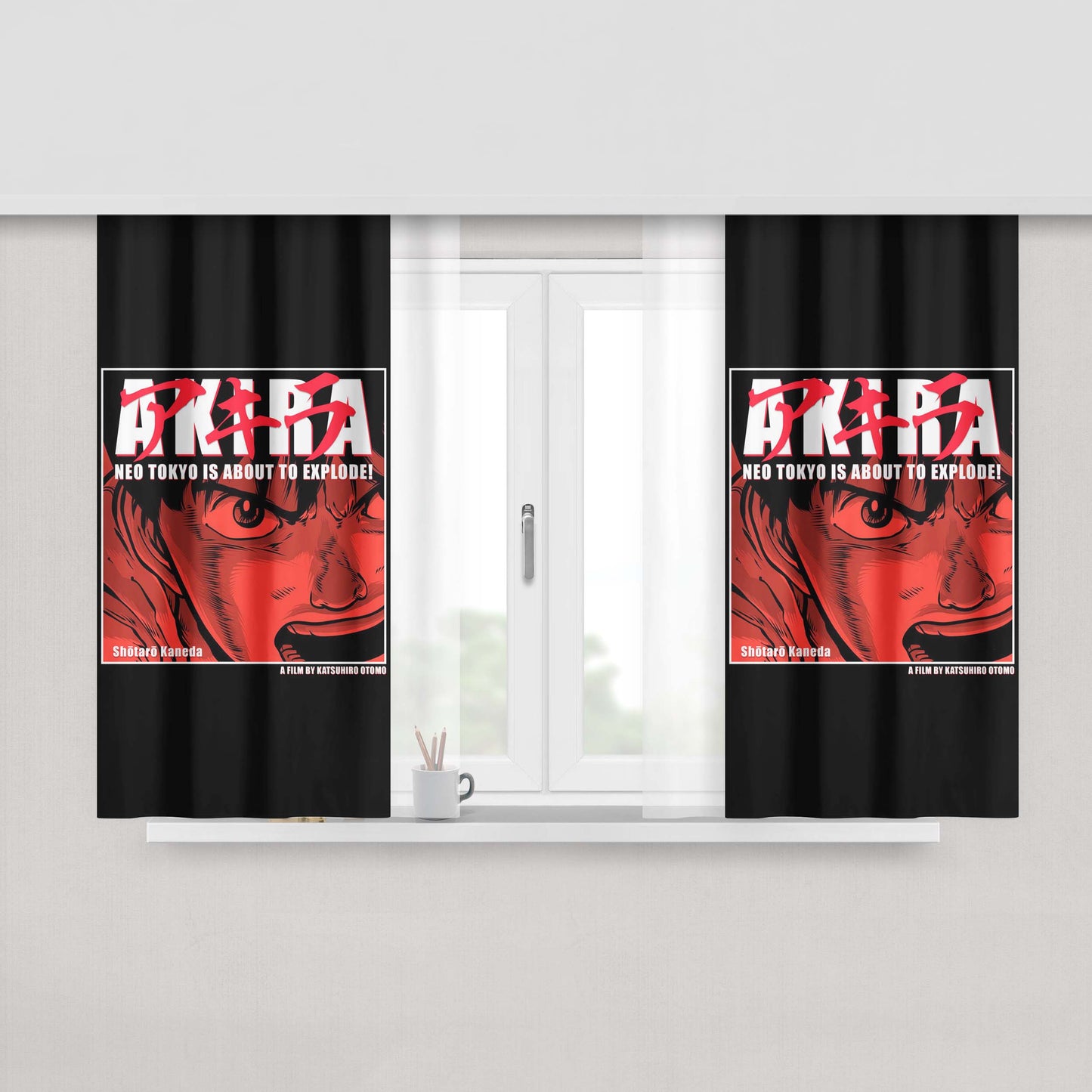 Akira Motorcycle Peach Skin Window Curtains