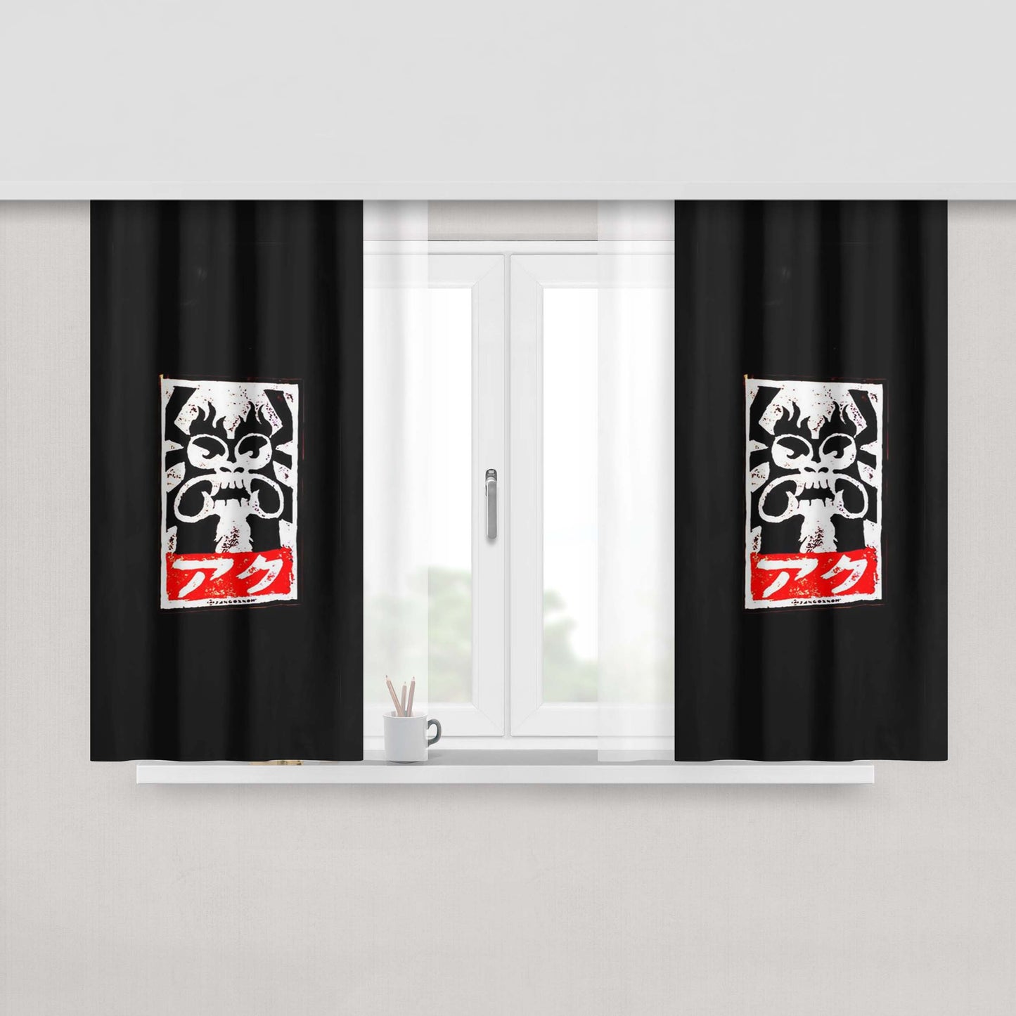 Aku Samurai Jack X Obey Giant Parody Slaps Street Art Peach Skin Window Curtains