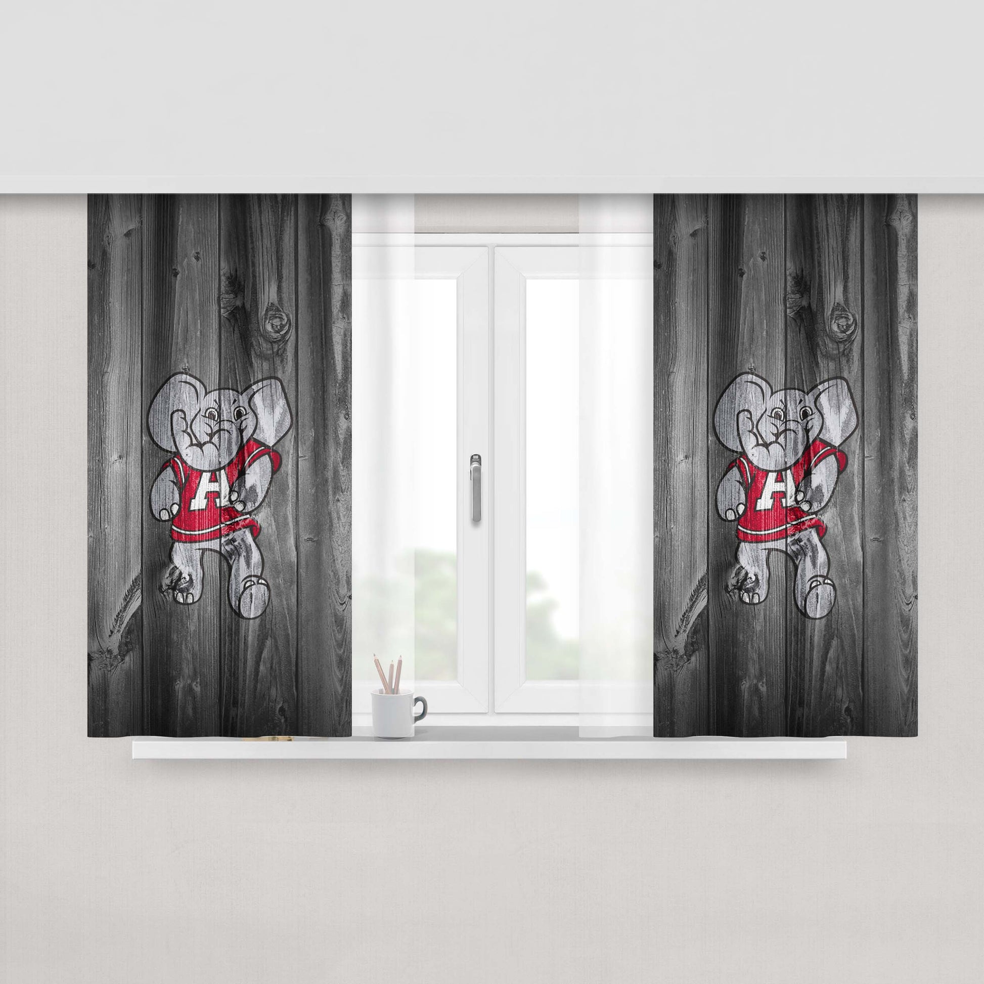 Alabama Crimson Tide Crimson Elephant Peach Skin Window Curtains